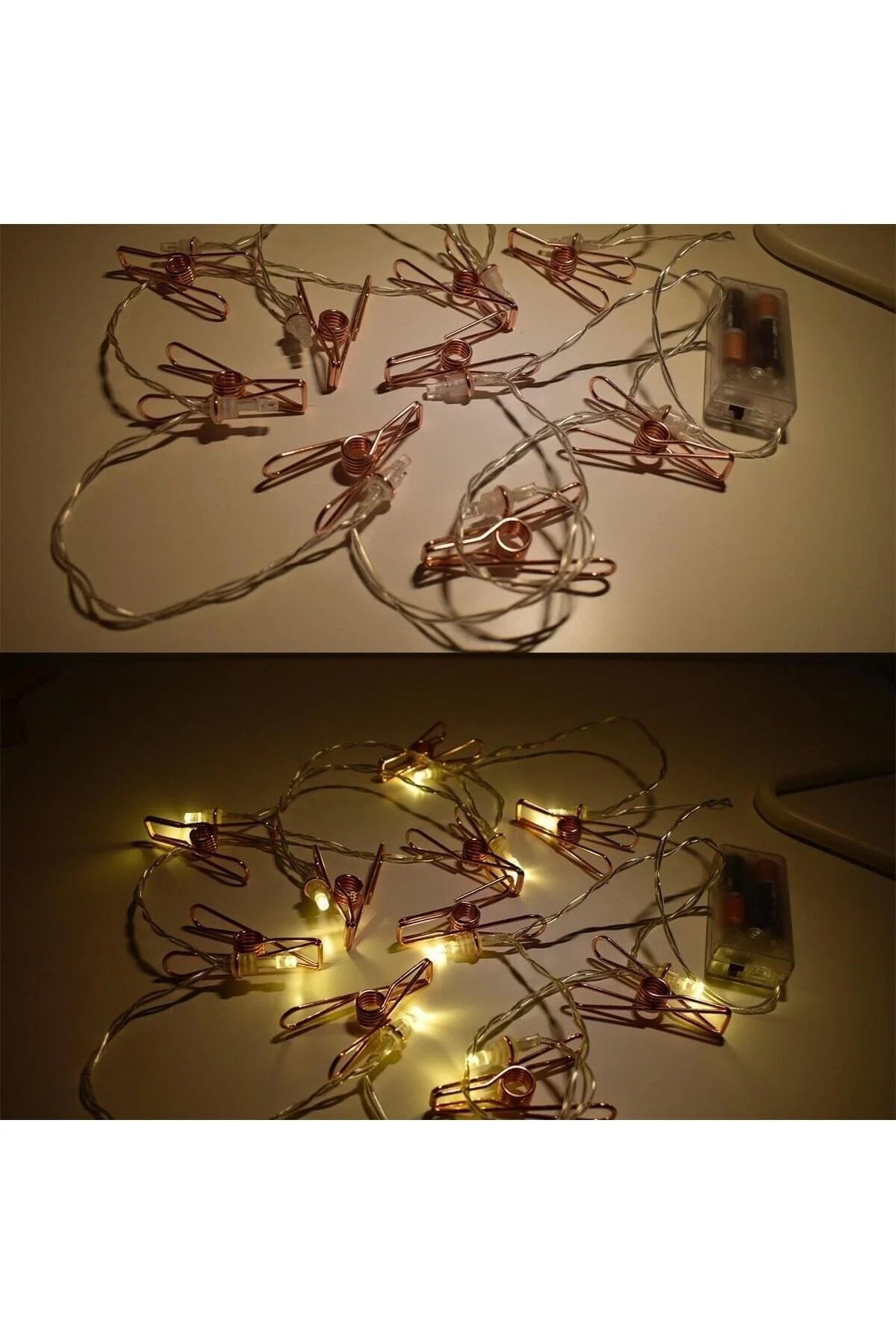 2 Metre 10 Adet Led Işıklı Dekoratif Fotoğraf Askılığı Mandalları - HomeCare Görsel 4