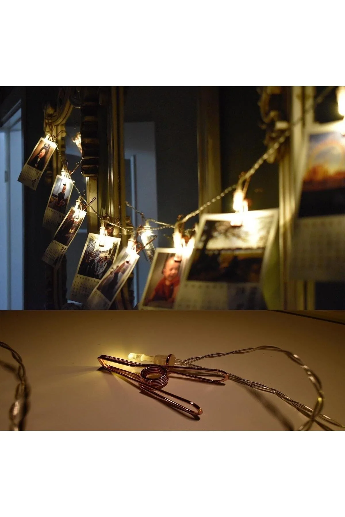 2 Metre 10 Adet Led Işıklı Dekoratif Fotoğraf Askılığı Mandalları
