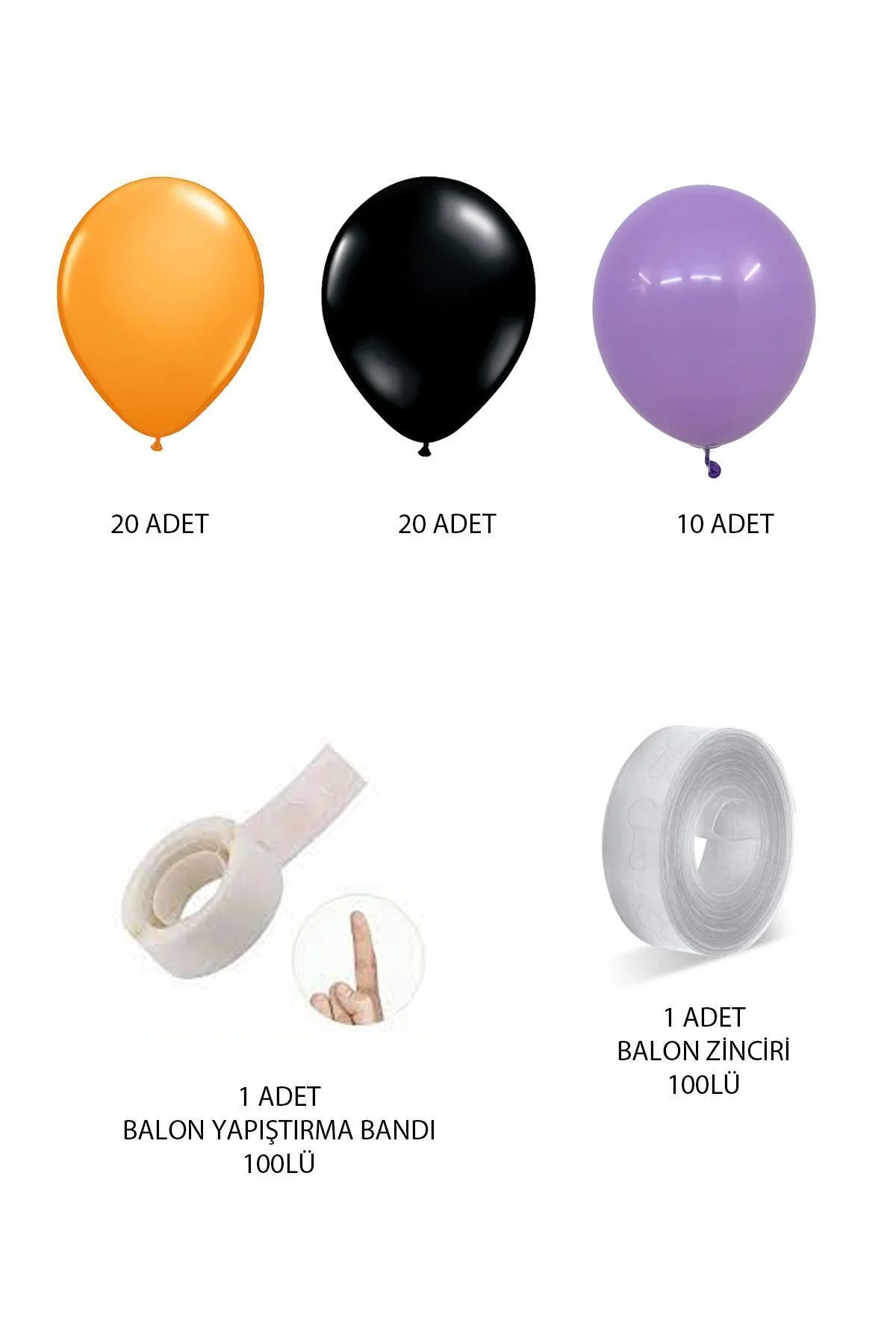 Cadılar Bayramı Balon Zinciri Turuncu Siyah Lila Balon Zinciri 50 adet Balon Halloween Balonları - PEKSHOP Görsel 2