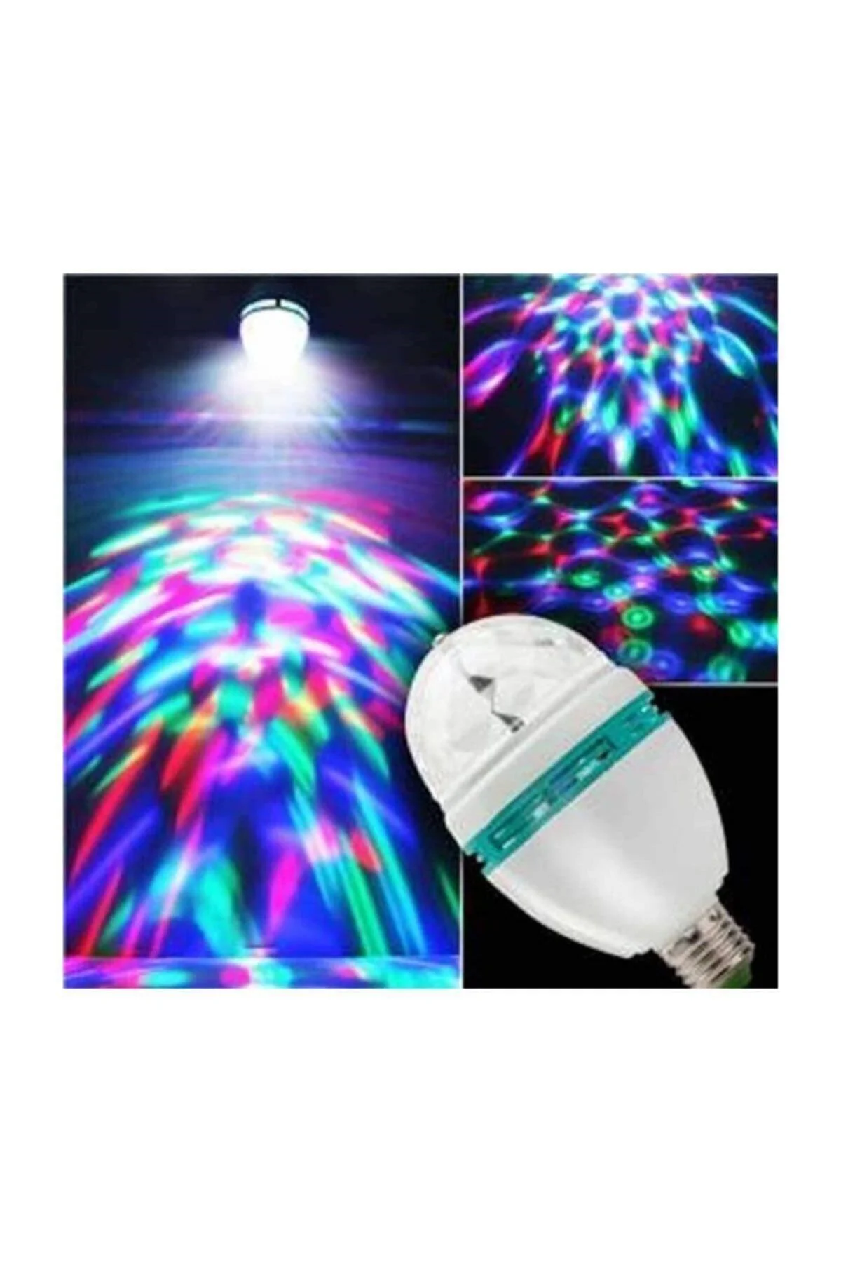 16 Renkli Disko Ampülü Hareketli 360 Derece Dönen Disco Topu Gece Lambası Led Disko Dönen Ampul