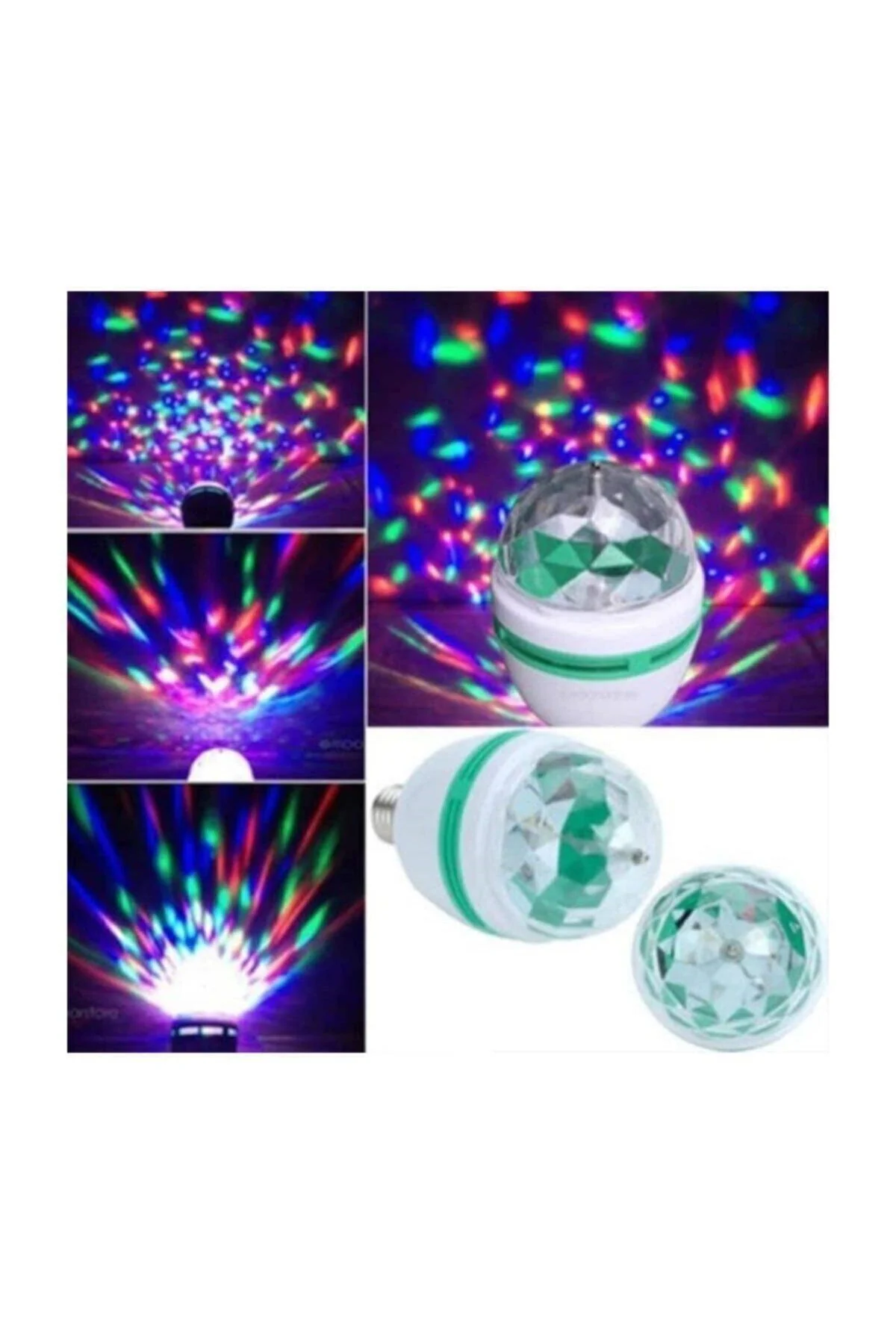 16 Renkli Disko Ampülü Hareketli 360 Derece Dönen Disco Topu Gece Lambası Led Disko Dönen Ampul - renn Görsel 4
