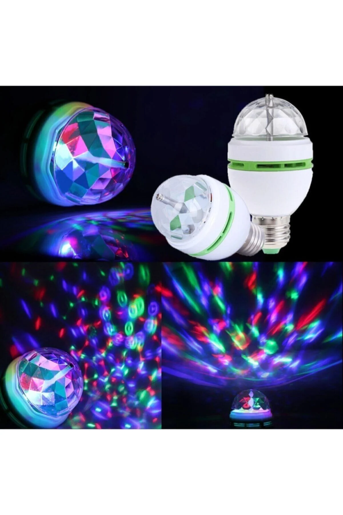 16 Renkli Disko Ampülü Hareketli 360 Derece Dönen Disco Topu Gece Lambası Led Disko Dönen Ampul - renn Görsel 5