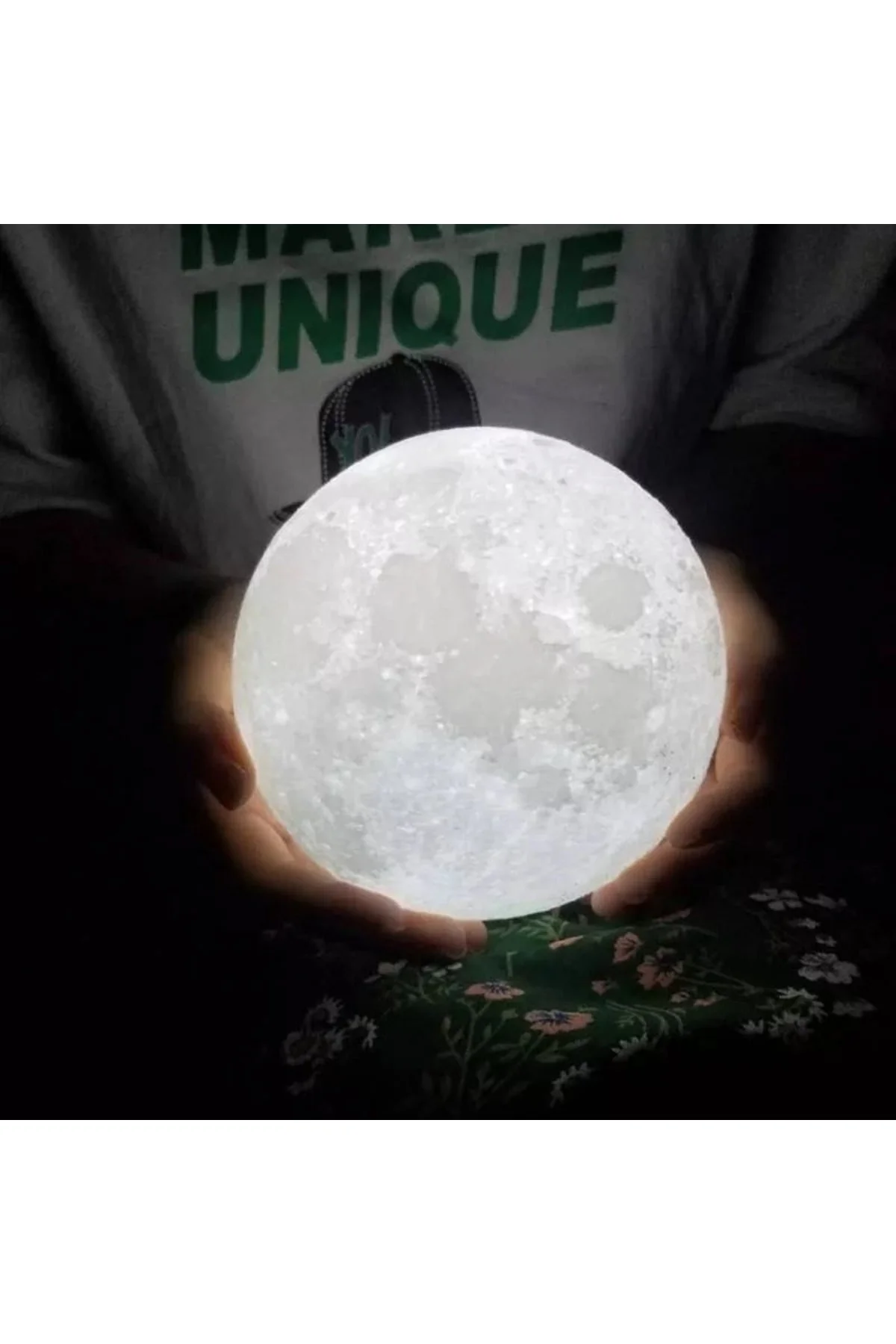 3d Ahşap Standlı Ay Gece Lambası Dekoratif Küre Led - Sildne Görsel 3