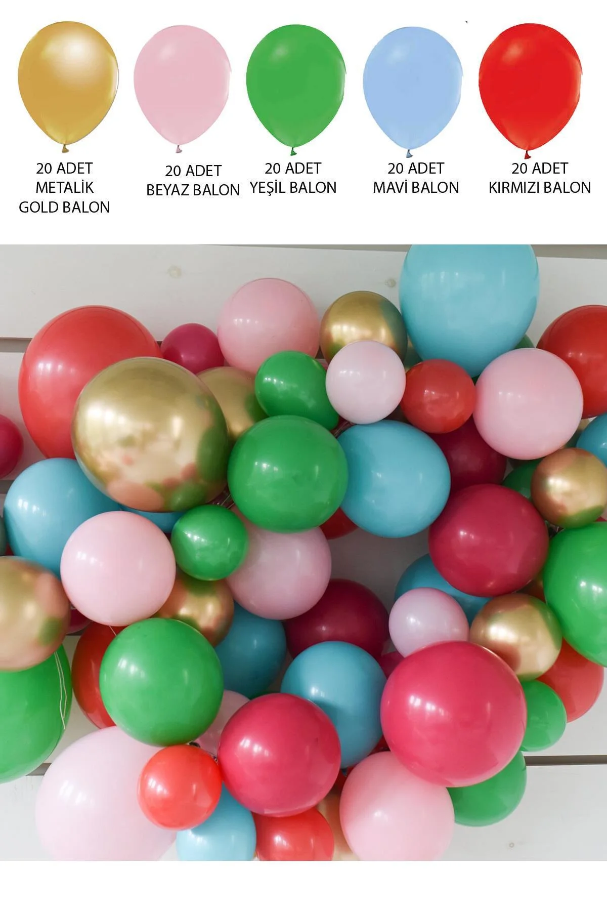 Yılbaşı Balonları 102 Parça Yılbaşı Balon Zinciri Yılbaşı Renkleri Balon Paketi - PEKSHOP Görsel 2