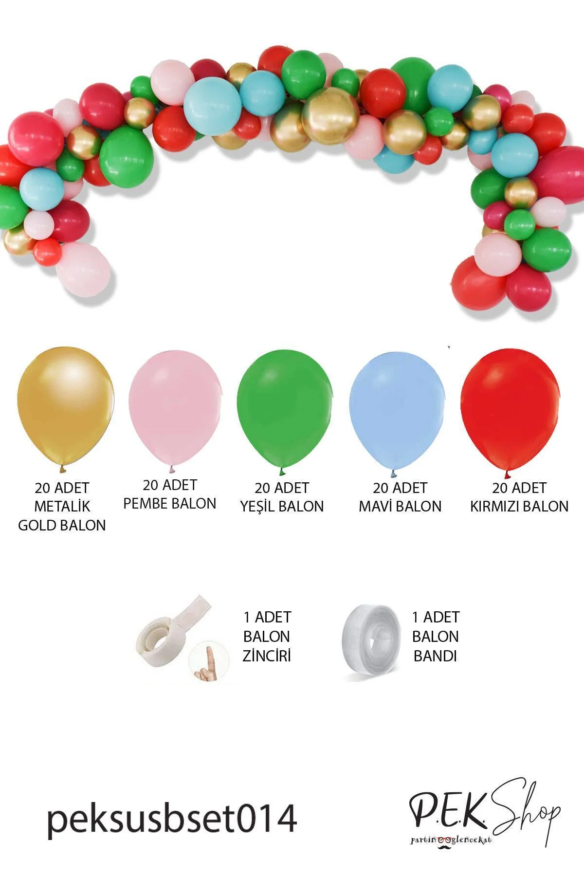 Yılbaşı Balonları 102 Parça Yılbaşı Balon Zinciri Yılbaşı Renkleri Balon Paketi - PEKSHOP Görsel 4
