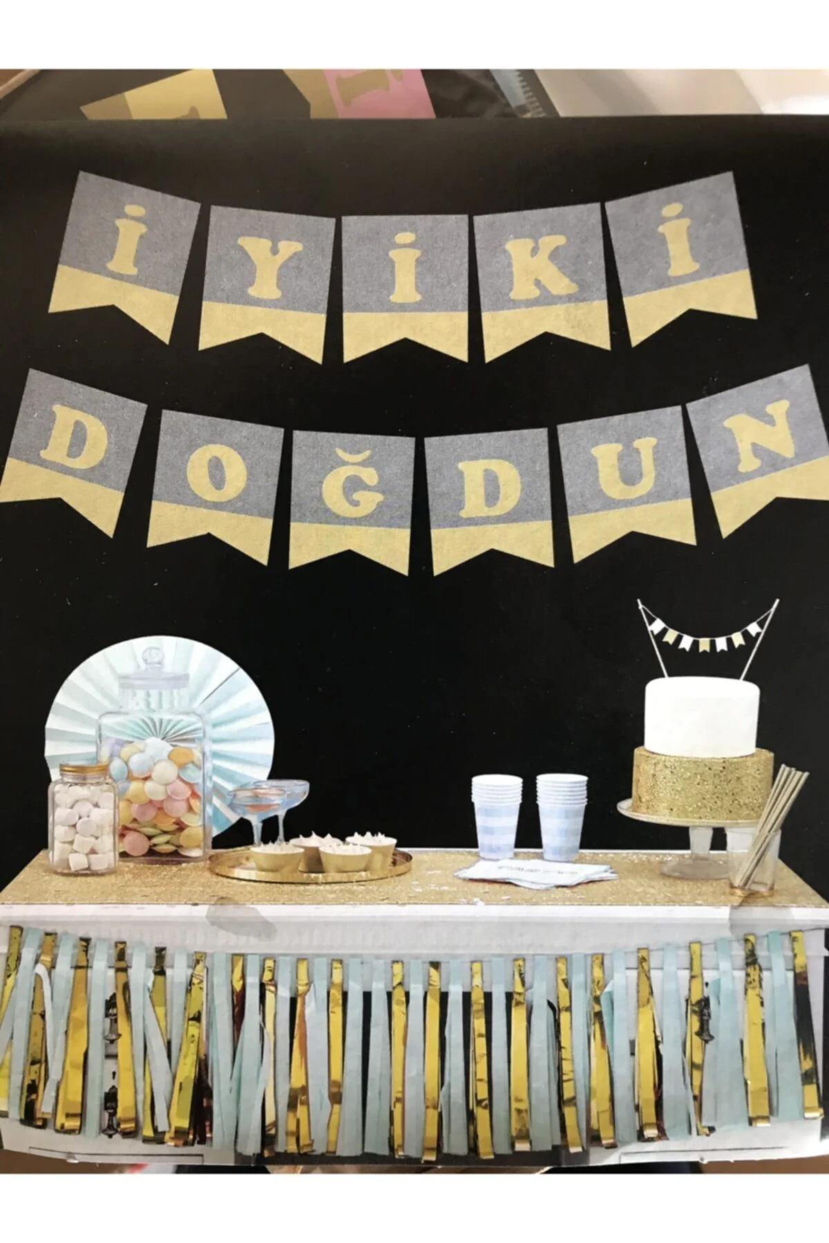 Iyiki Doğdun Gümüş Gold Yazı Banner