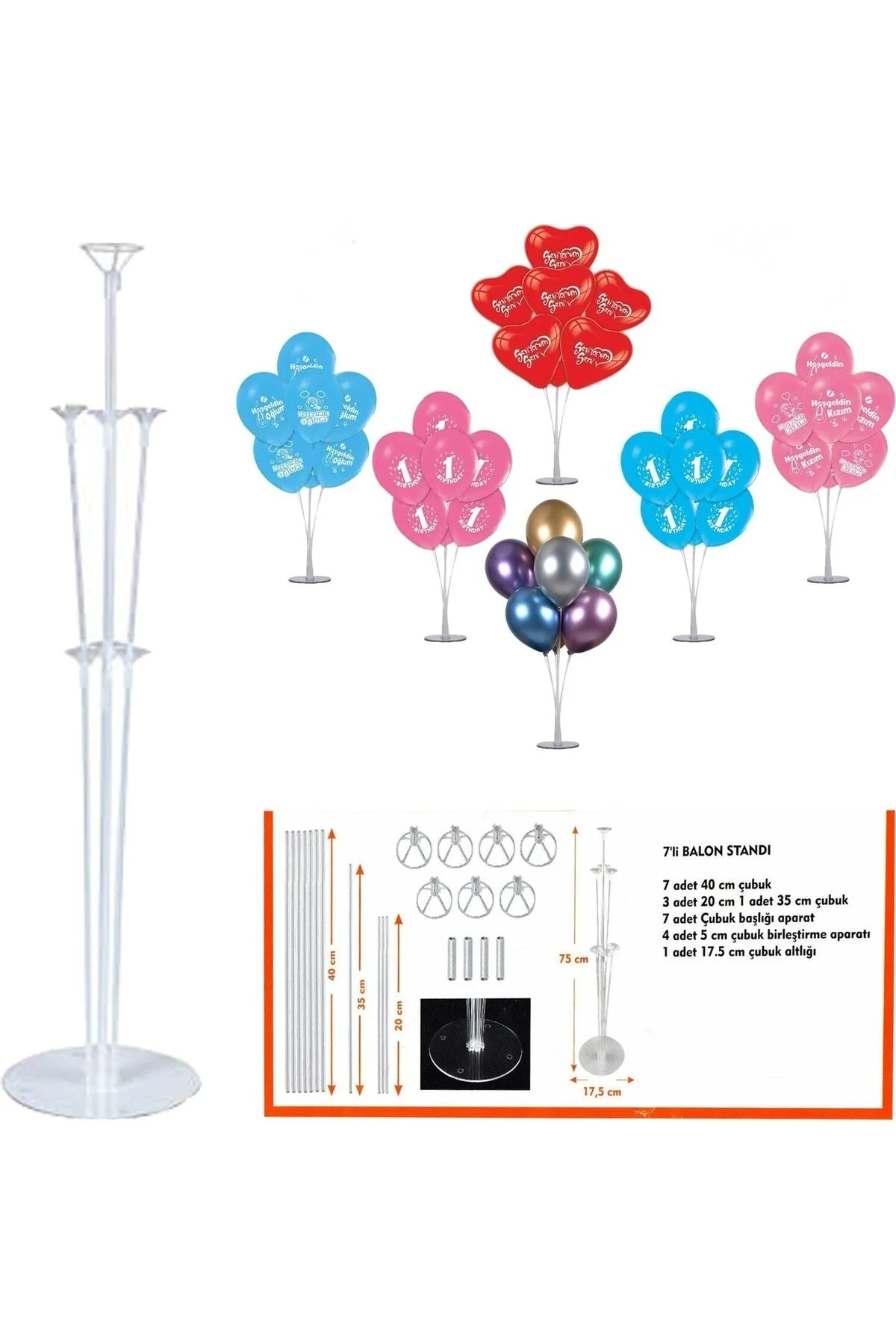 Balon Standı 75 Cm Beyaz - Xnews Görsel 2