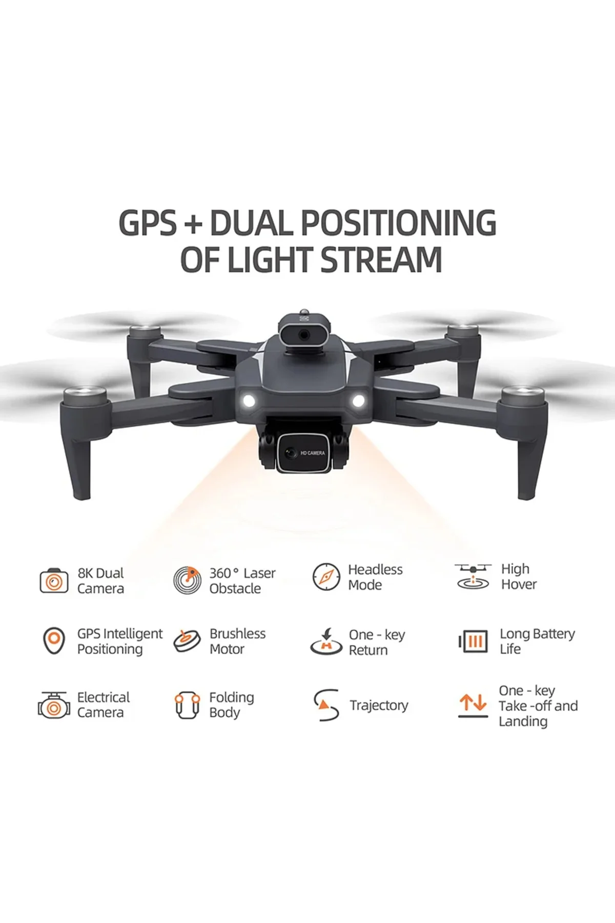 HD Dual Kamera Katlanır Çantalı Drone Seti Siyah Fırçasız motor Geri Dönüş Özellikli - pazariz Görsel 4