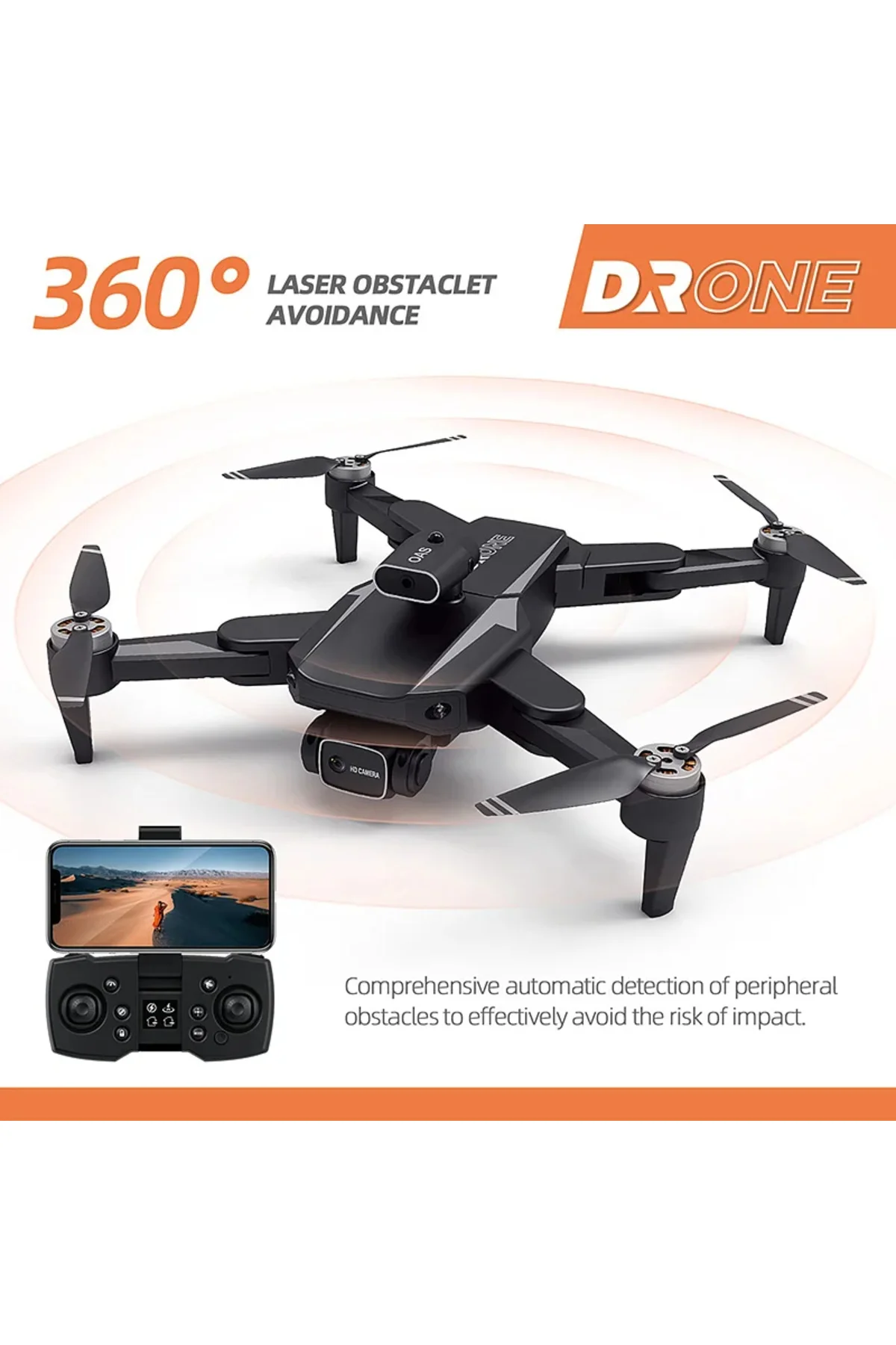 HD Dual Kamera Katlanır Çantalı Drone Seti Siyah Fırçasız motor Geri Dönüş Özellikli - pazariz Görsel 3
