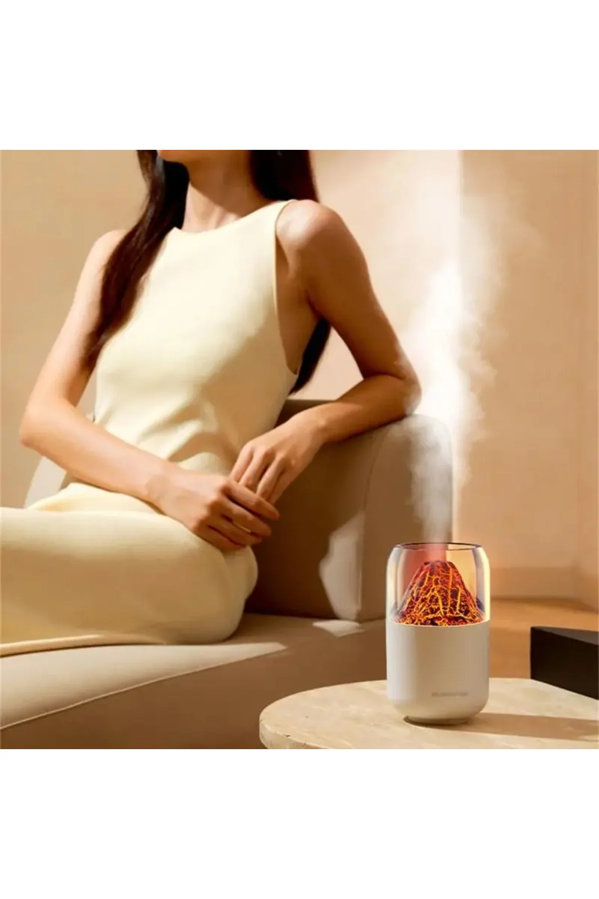 Ultrasonik Hava nemlendirici 300ML Volkan tarzı Masaüstü Gece Lambası Uçucu Yağ Aroma Yayıcı - pazariz Görsel 5