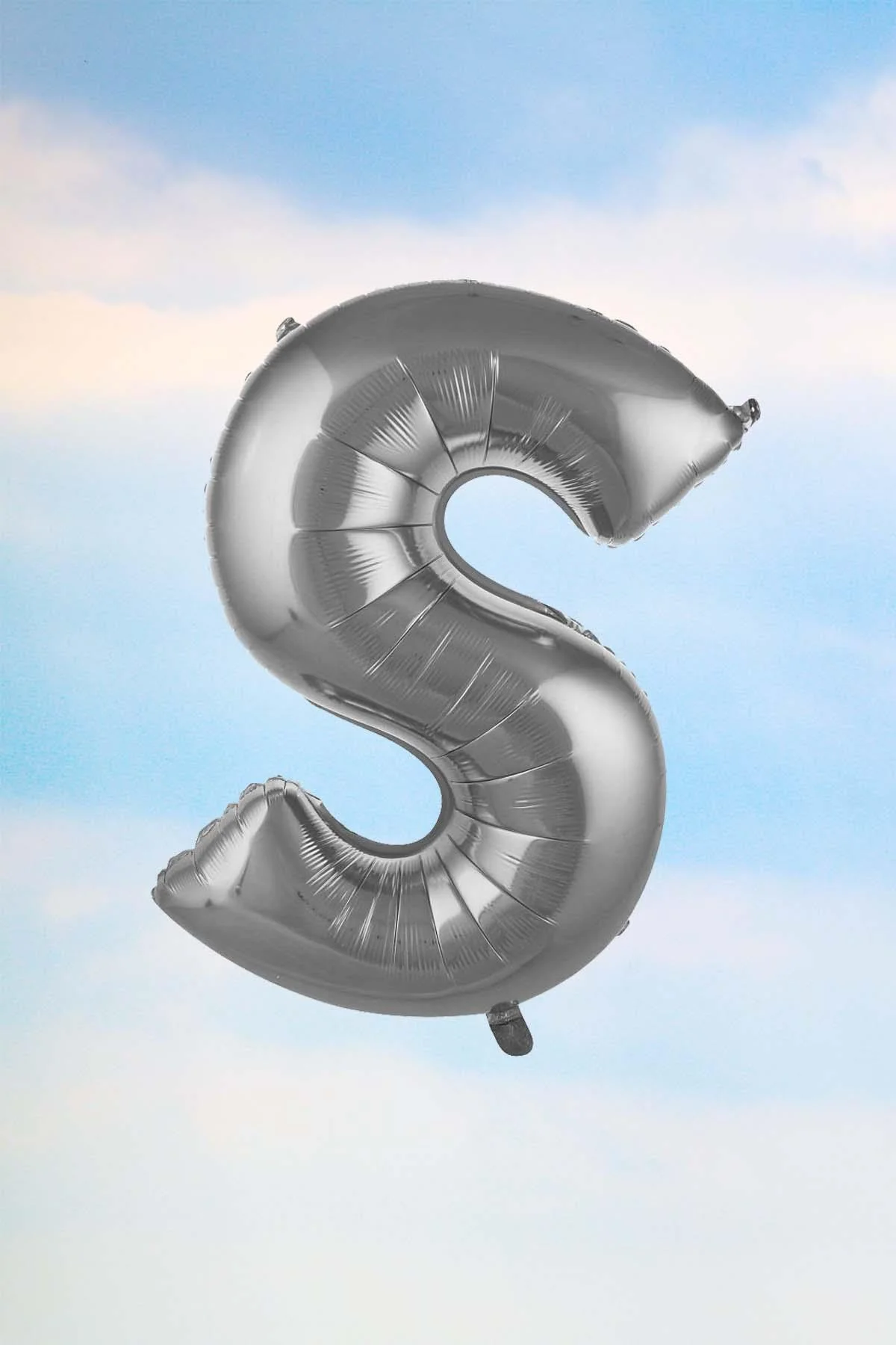 S Harfi Gümüş Folyo Balon 100 Cm 40 Inç 1 Metre Silver