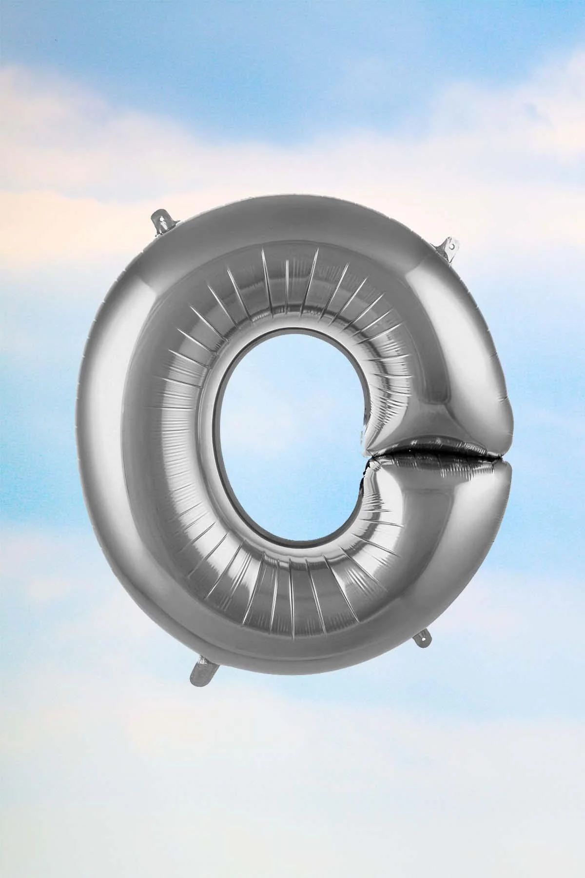 O Harfi Gümüş Folyo Balon 100 Cm 40 Inç 1 Metre Silver