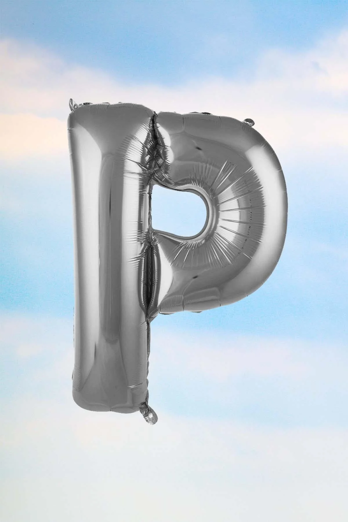 P Harfi Gümüş Folyo Balon 100 Cm 40 Inç 1 Metre Silver