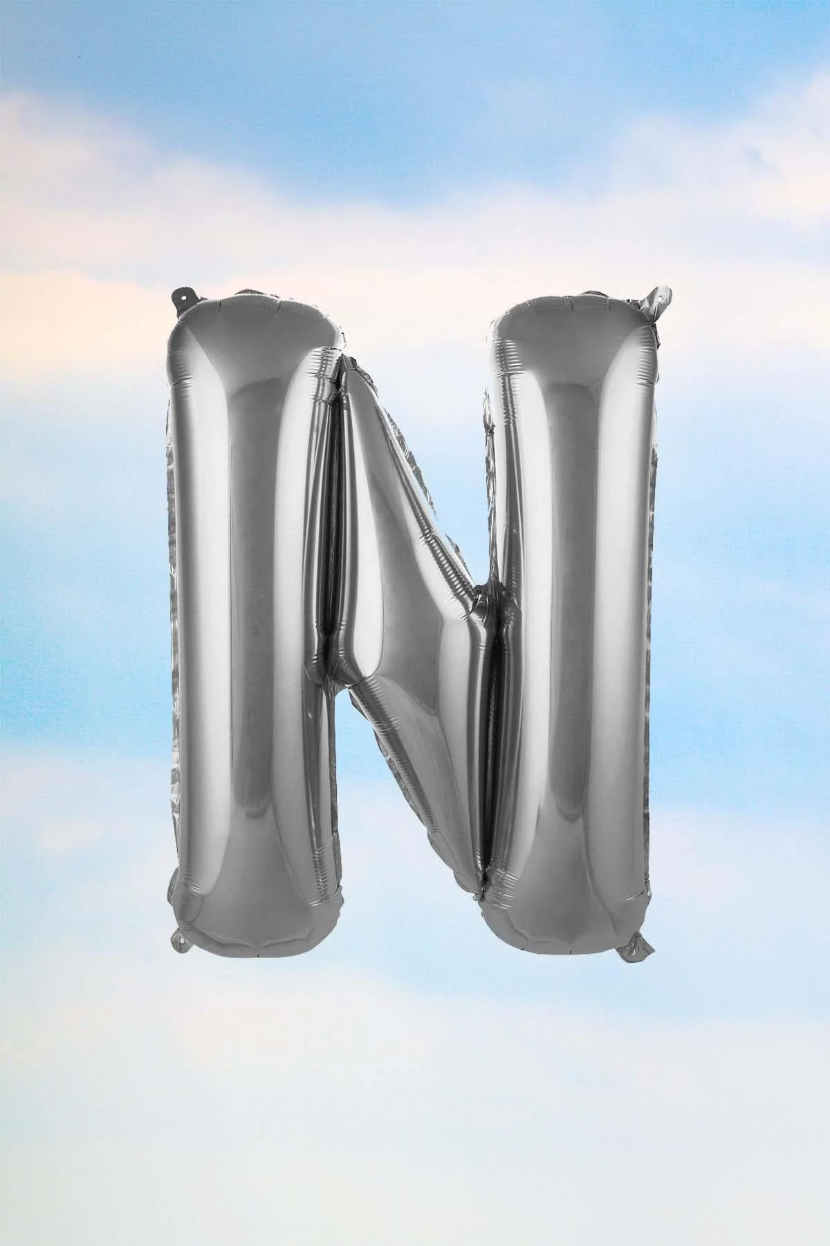 N Harfi Gümüş Folyo Balon 100 Cm 40 Inç 1 Metre Silver