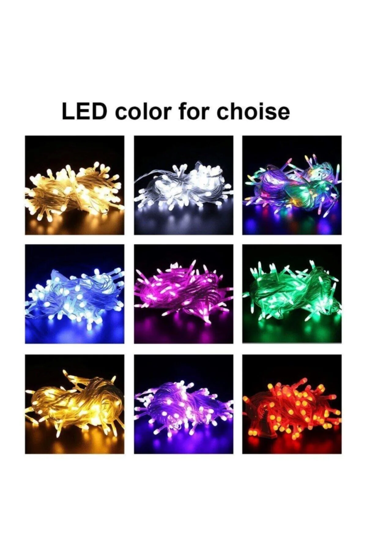 10mt Rgb 100 Led Fişli Noel Parti Yılbaşı Ağaç Dekoratif Aydınlatma Lambası Animasyonlu Süsleme