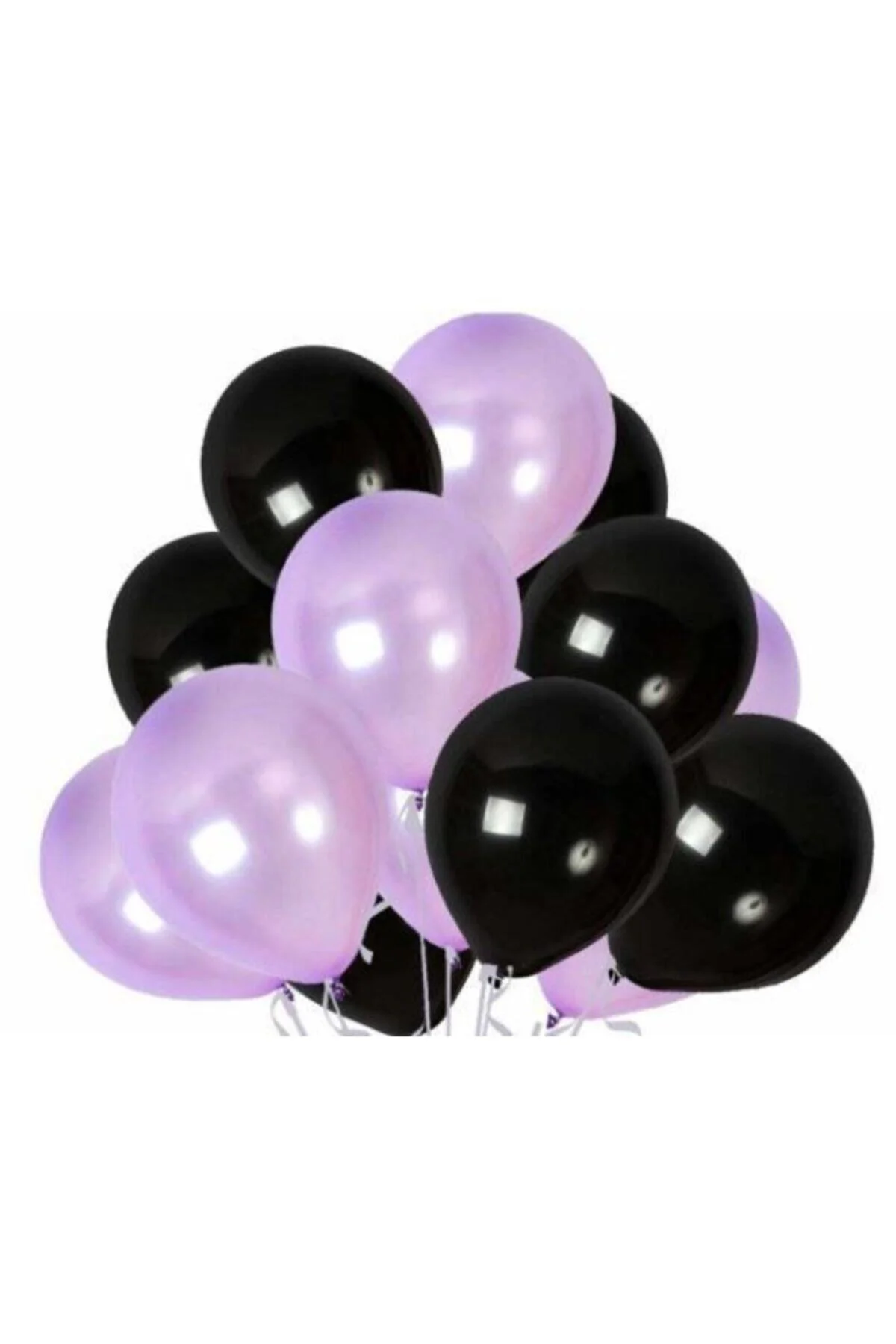50 Adet Metalik Sedefli Kaliteli Balon Lila-siyah