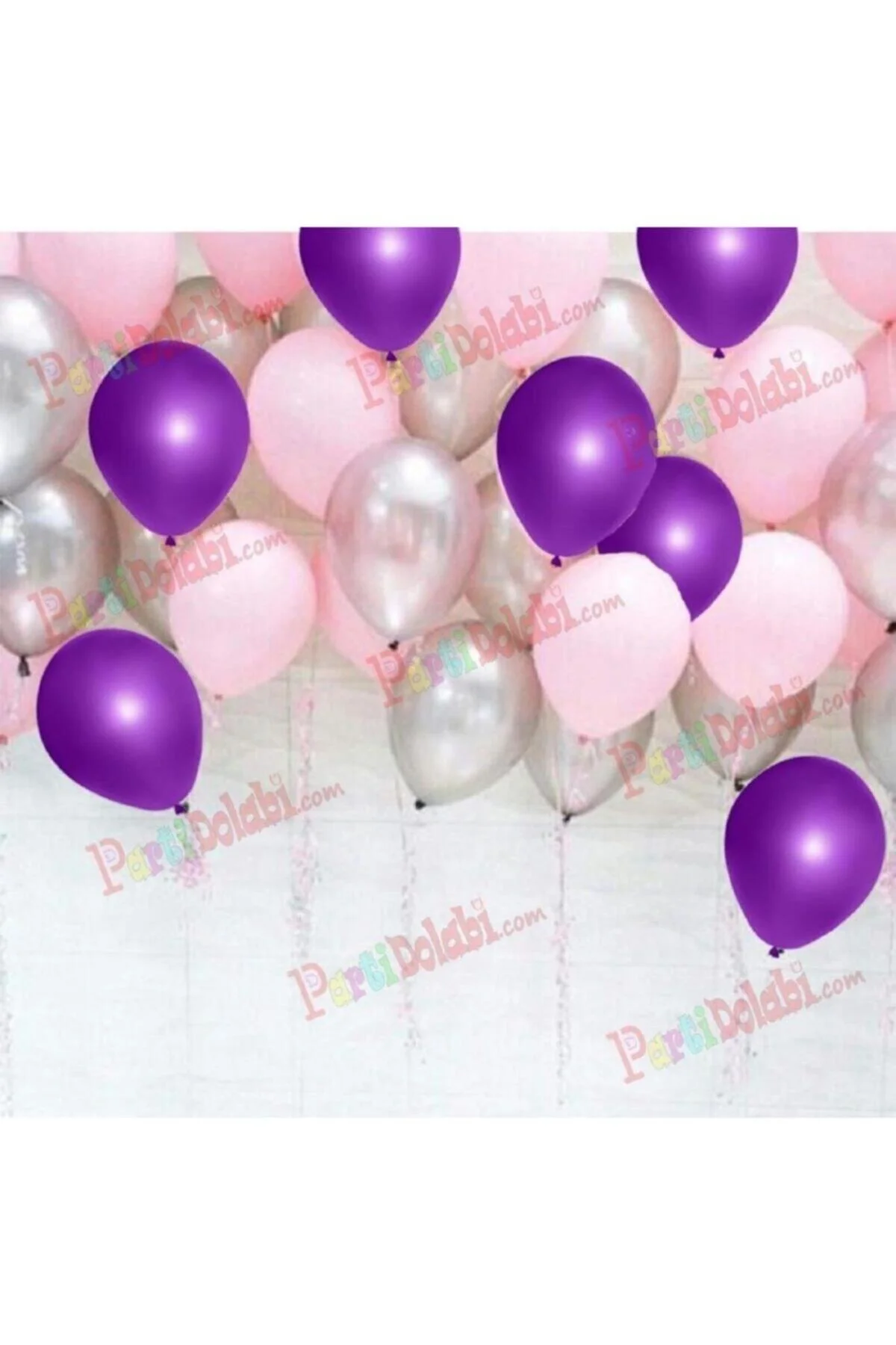 Fırsat Ayı 30 Adet Metalik Sedefli Mor-pembe-gümüş Gri Karışık Balon Helyum