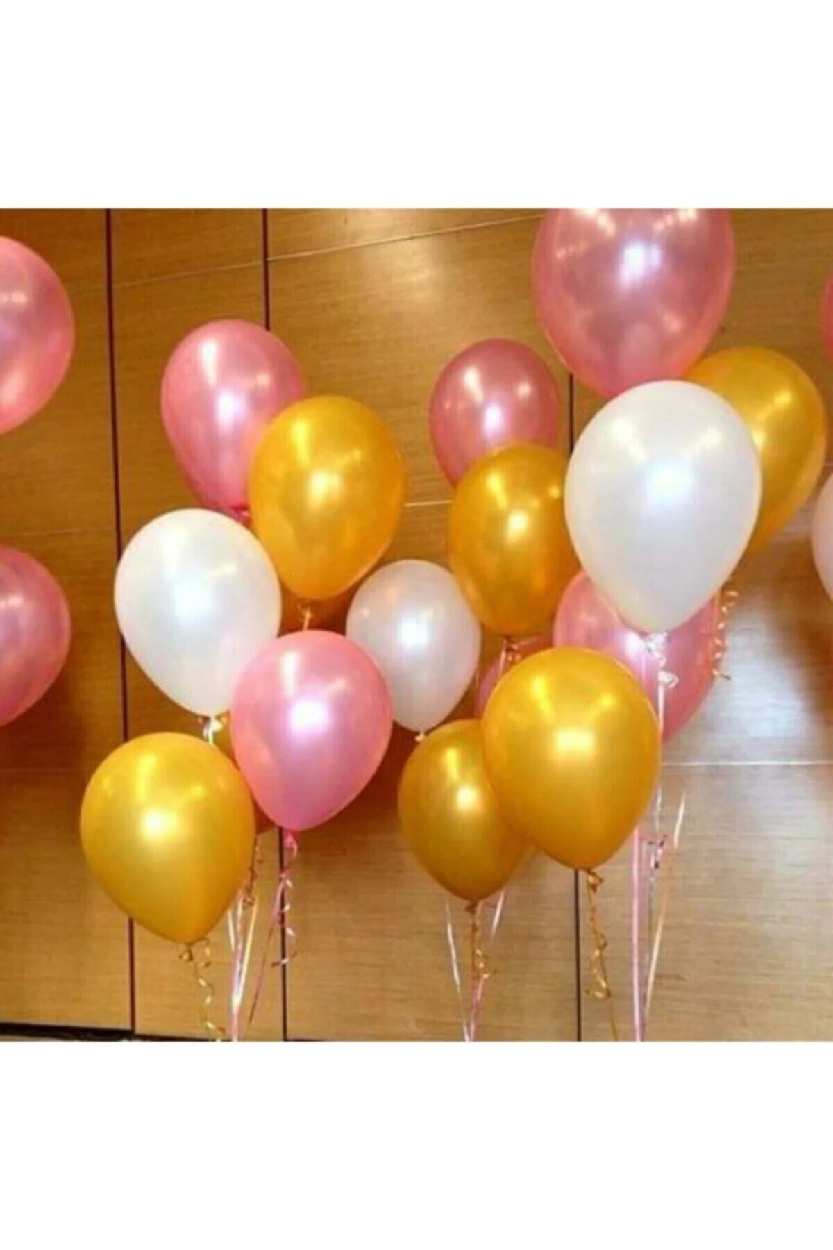 30 Adet 12 Inç Metalik Parti Balonu Metalik Gold - Beyaz - Pembe