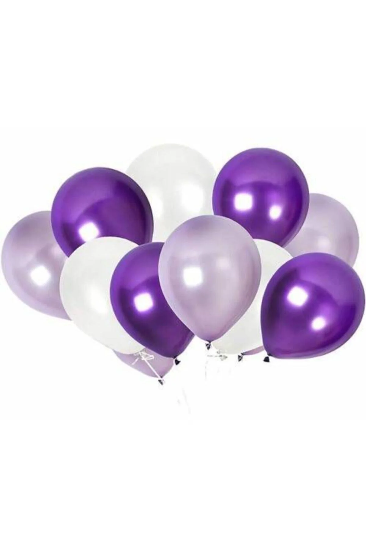Fırsat Ayı 60 Adet Metalik Sedefli Kaliteli Balon - 20 Beyaz 20 Lila 20 Mor - Firsat Ayi Görsel 2