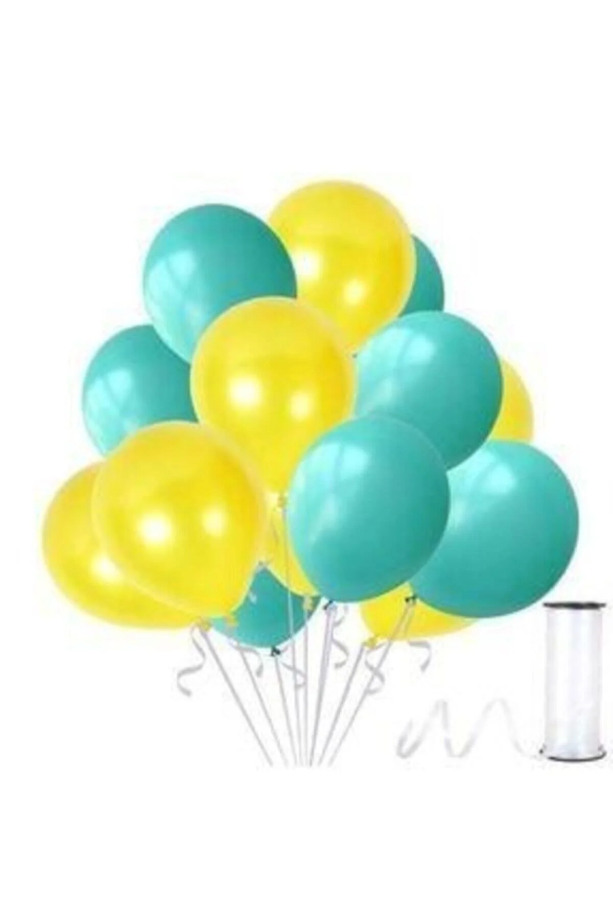 Fırsat Ayı 50 Adet Mint Su Yeşili-sarı Metalik Sedefli Balon - Firsat Ayi Görsel 2