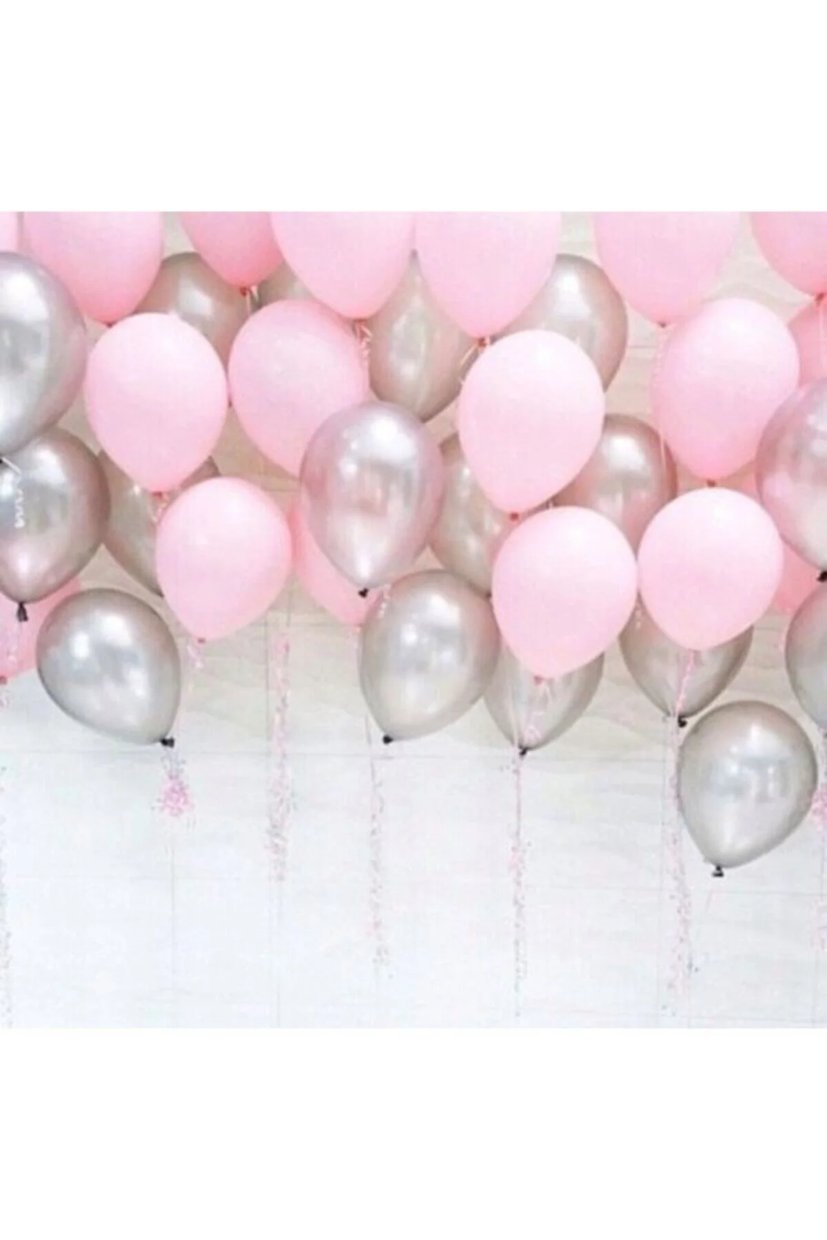 Fırsat Ayı Metalik Sedefli (pembe -gümüş Karışık) Uçan Balon 100 Adet