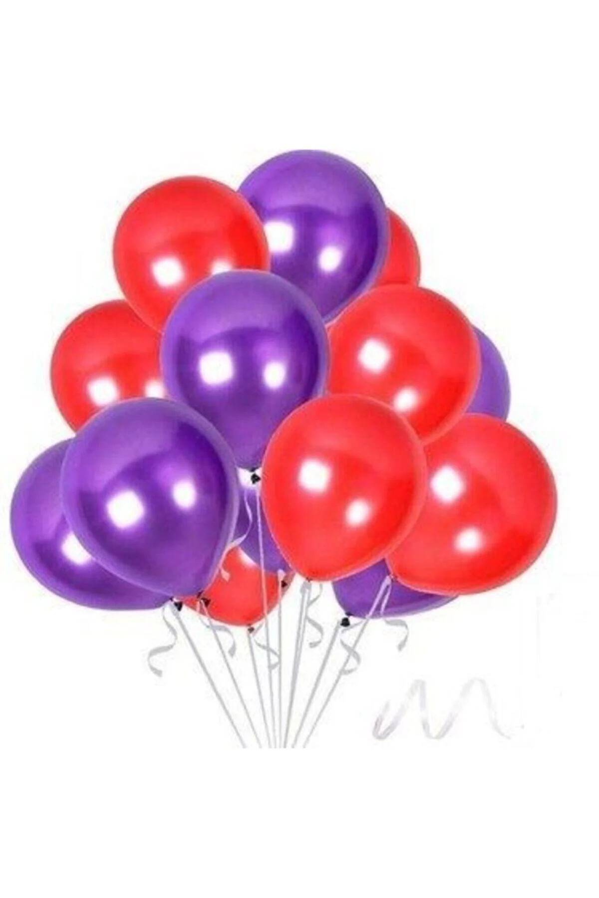 Fırsat Ayı 35 Adet Metalik Sedefli Mor, Kırmızı Balon-uçan- Balon