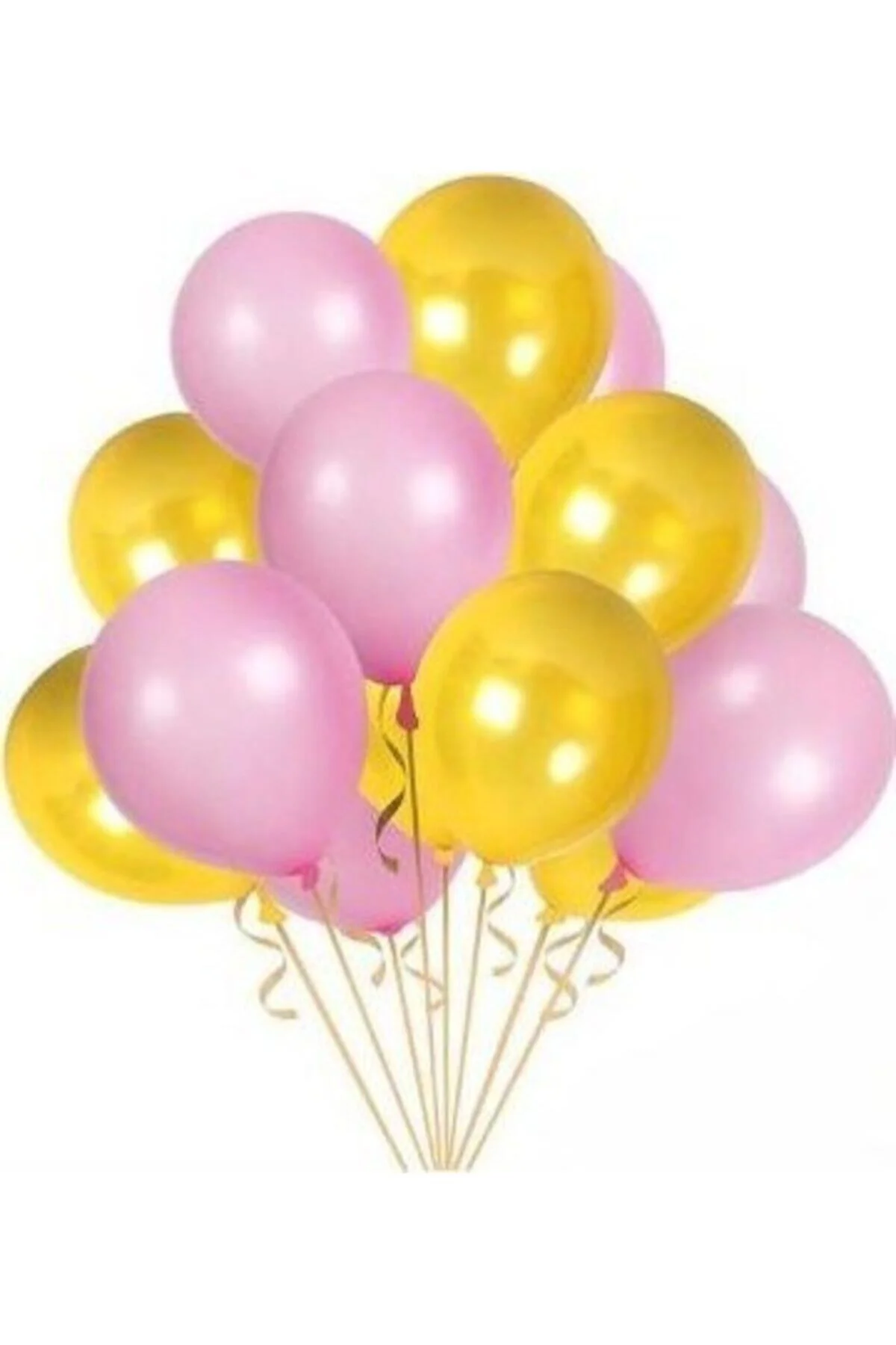 Fırsat Ayı Balon Metalik Sedefli Kaliteli Balon Pembe Sarı 50 Adet Balon