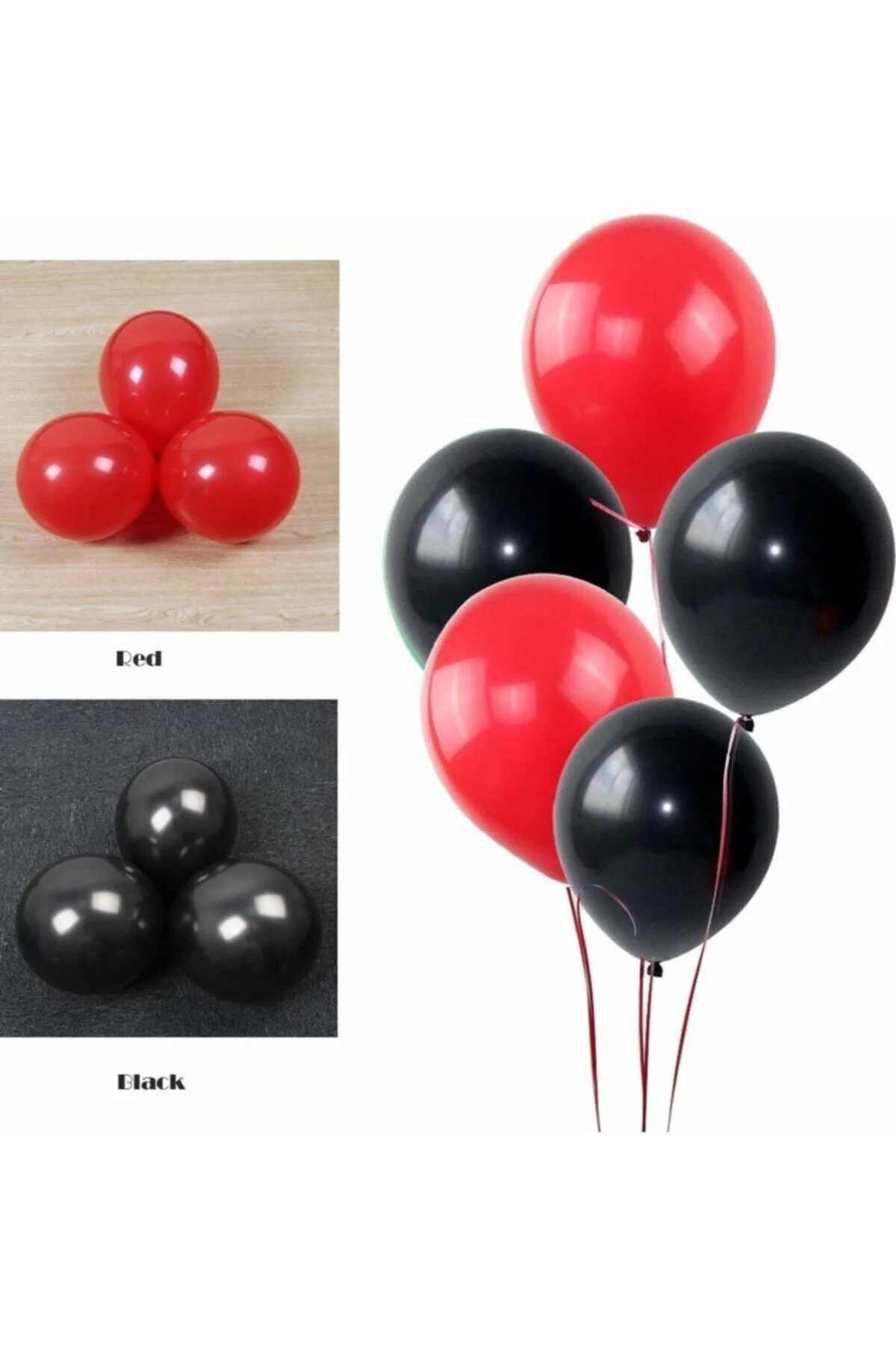 Fırsat Ayı Balon Metalik Sedefli Balon 25 Kırmızı 25 Siyah Karışık 50 Adet - Firsat Ayi Görsel 3