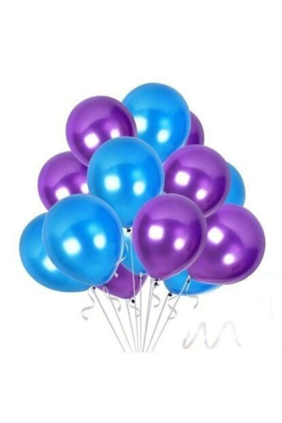 Fırsat Ayı 35 Adet Metalik Sedefli Mor, Mavi Balon-uçan- Balon