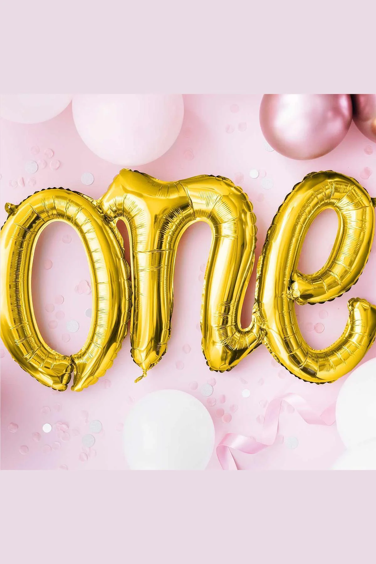 One Folyo Balon GOLD İtalik Birleşik 1 Yaş Balonu 110cm - PEKSHOP Görsel 2