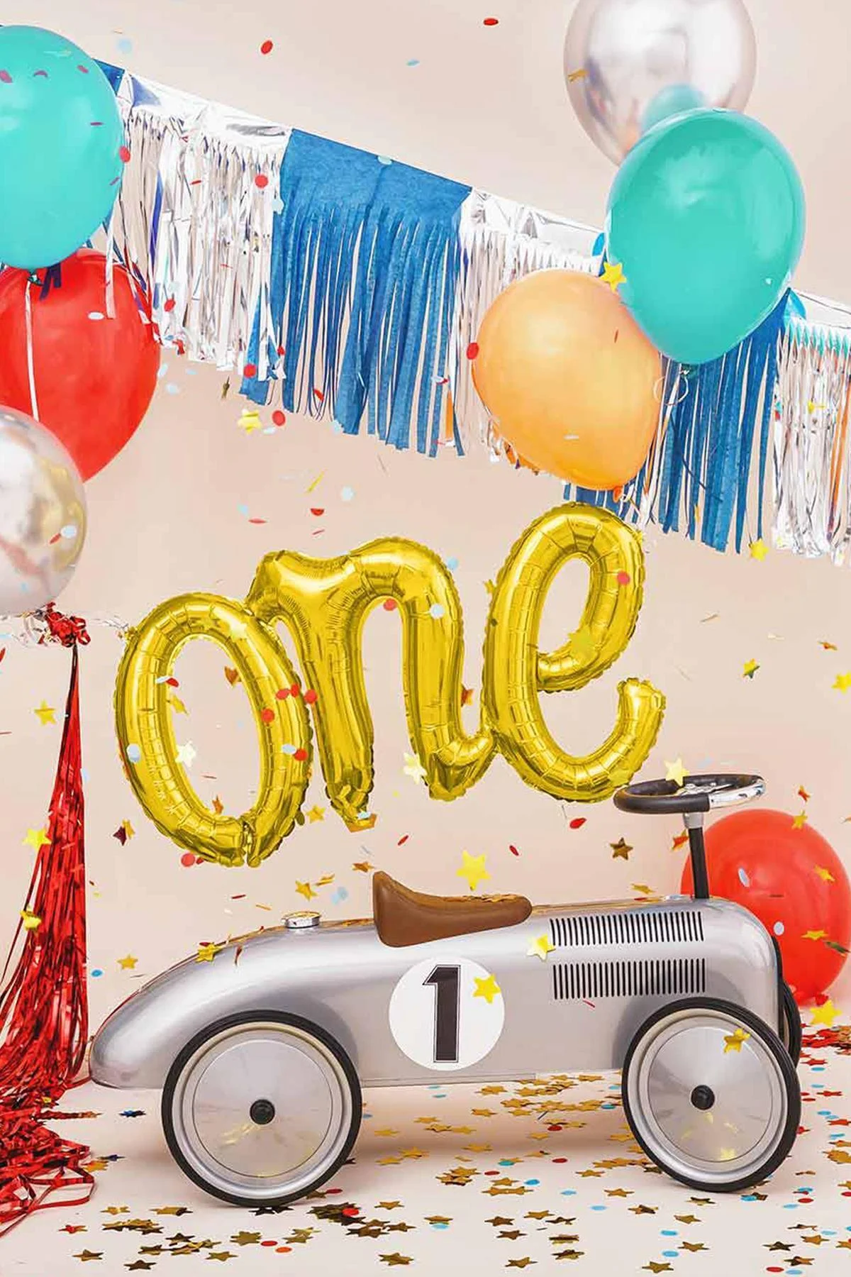 One Folyo Balon GOLD İtalik Birleşik 1 Yaş Balonu 110cm - PEKSHOP Görsel 3