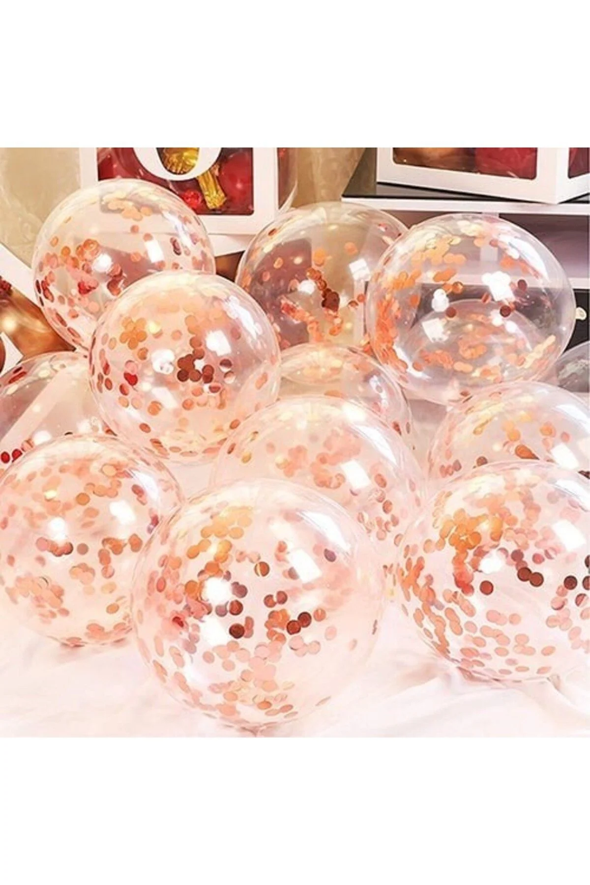 Şeffaf Rose Konfetili Balon 10 Adet - Partioutlet Görsel 3