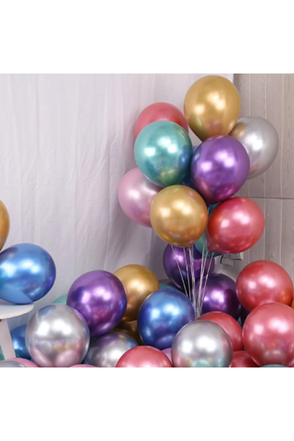 Metalik Balon Parti Organizasyon Balonu 12 İnç Düğün Doğum Günü Dekorasyon 50 Adet - pazariz Görsel 8