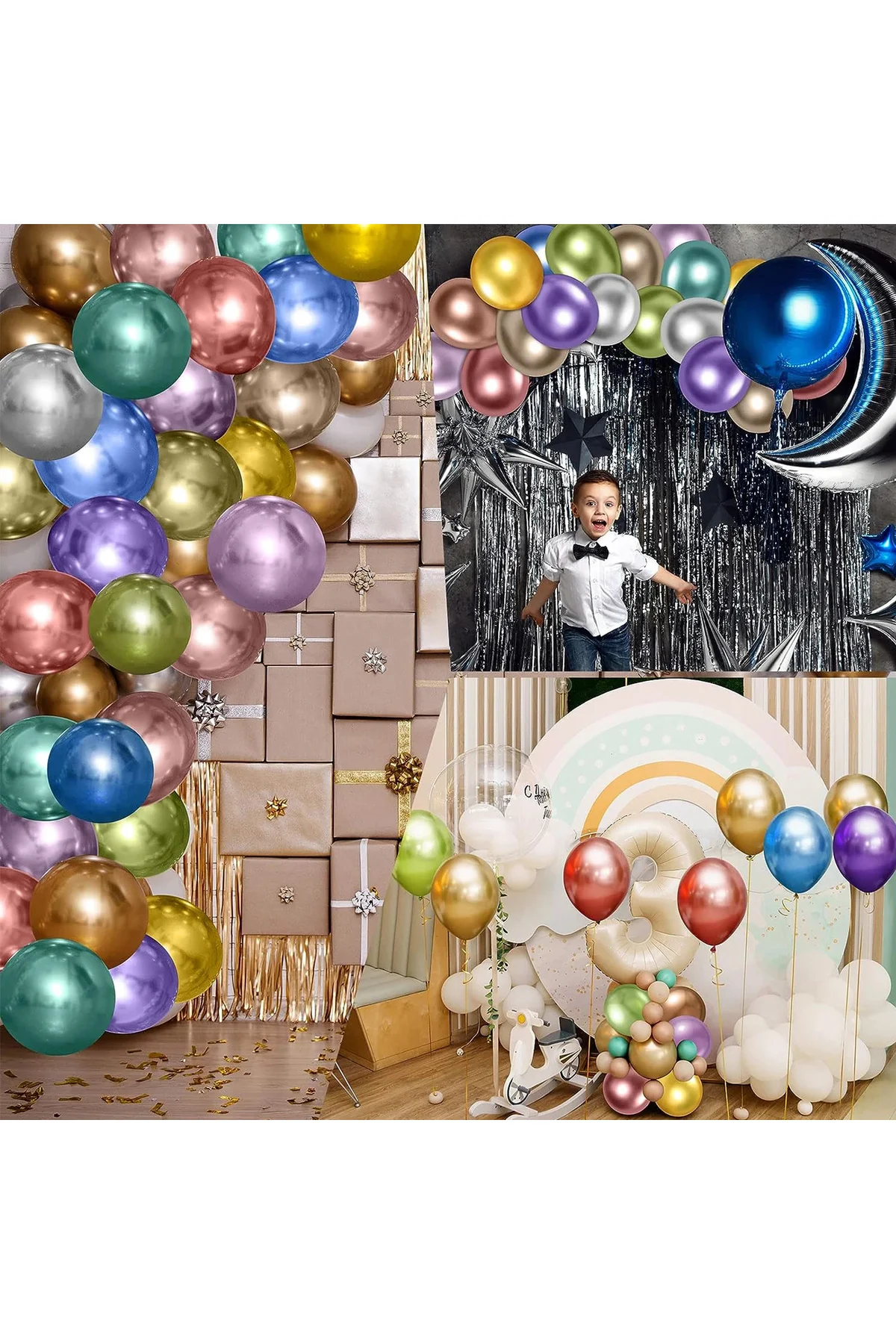 Metalik Balon Parti Organizasyon Balonu 12 İnç Düğün Doğum Günü Dekorasyon 30 Adet - pazariz Görsel 2