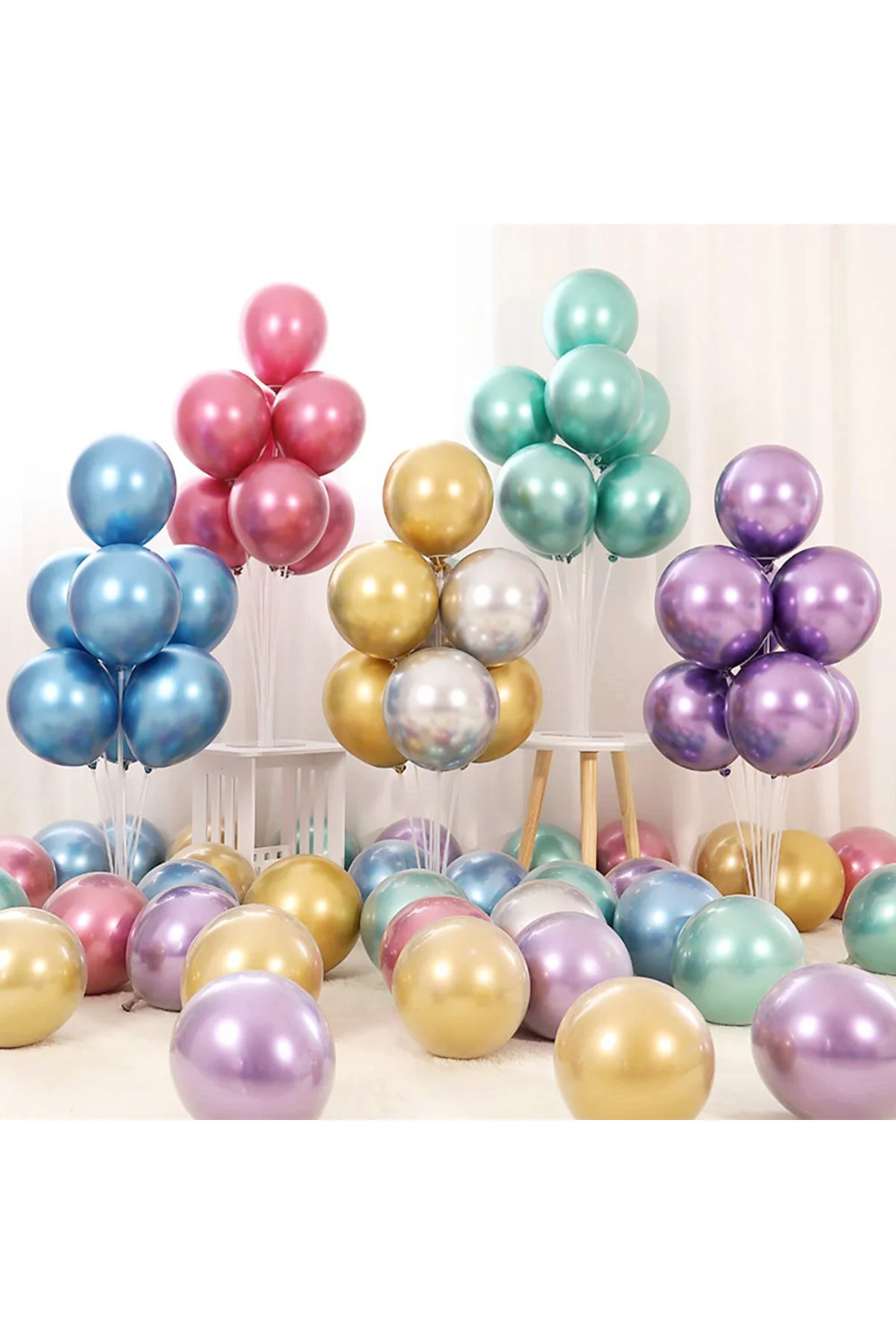 Metalik Balon Parti Organizasyon Balonu 12 İnç Düğün Doğum Günü Dekorasyon 30 Adet - pazariz Görsel 3