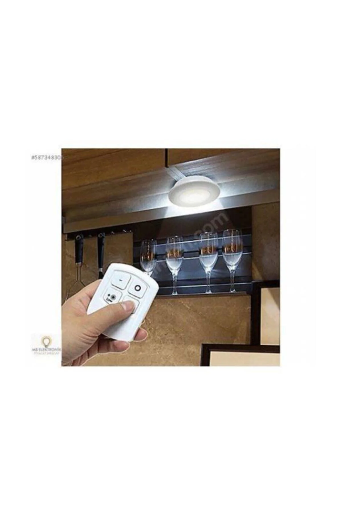 3 Adet Kumandalı Cob Ledli Spot Lamba Led Dolapiçi Gece Lambası - pazariz Görsel 2