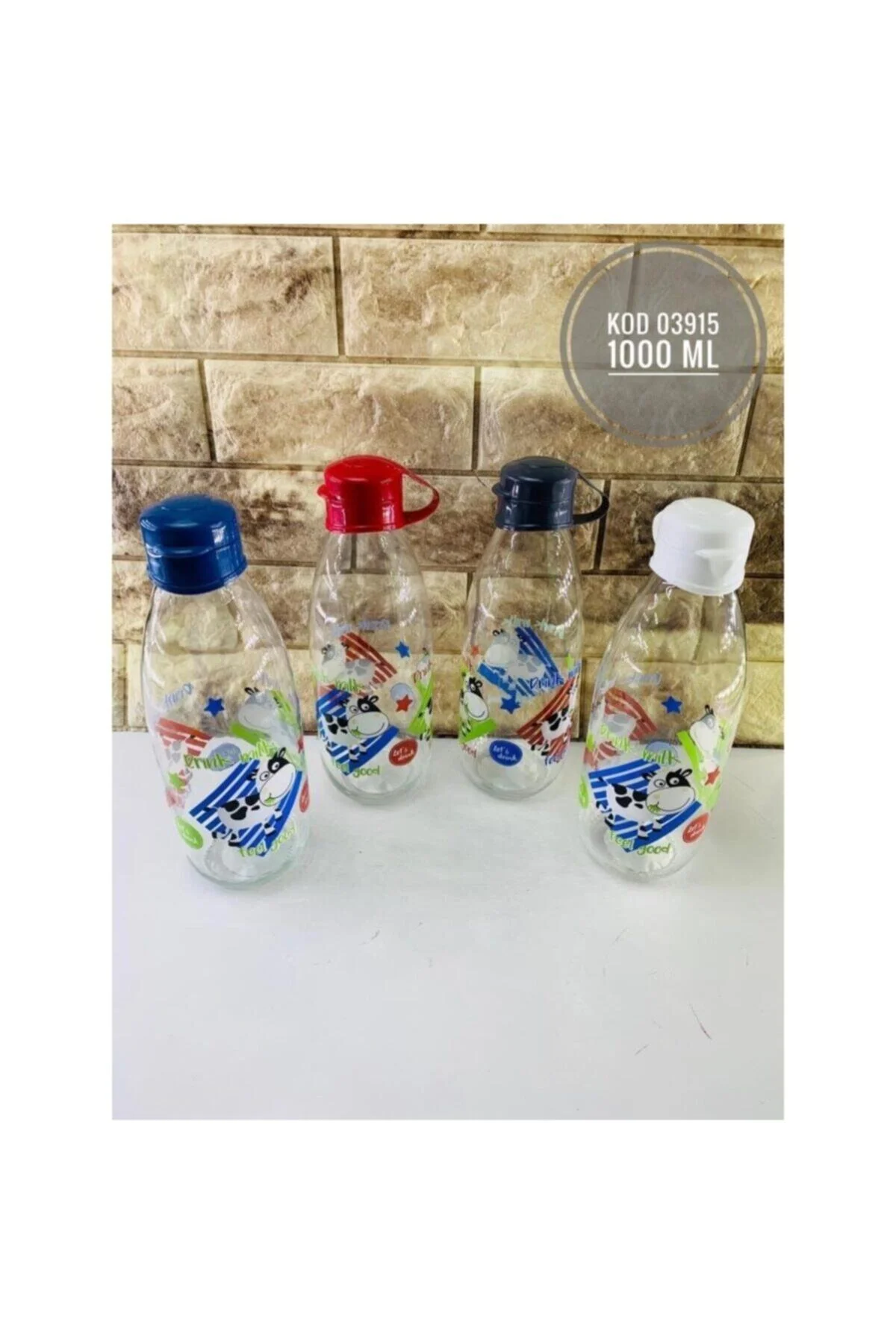 Titiz Süt - Su Şişesi 4 Adet Moo Bottle 1 Litre + Şişe Temizleme Fırçası Hediye