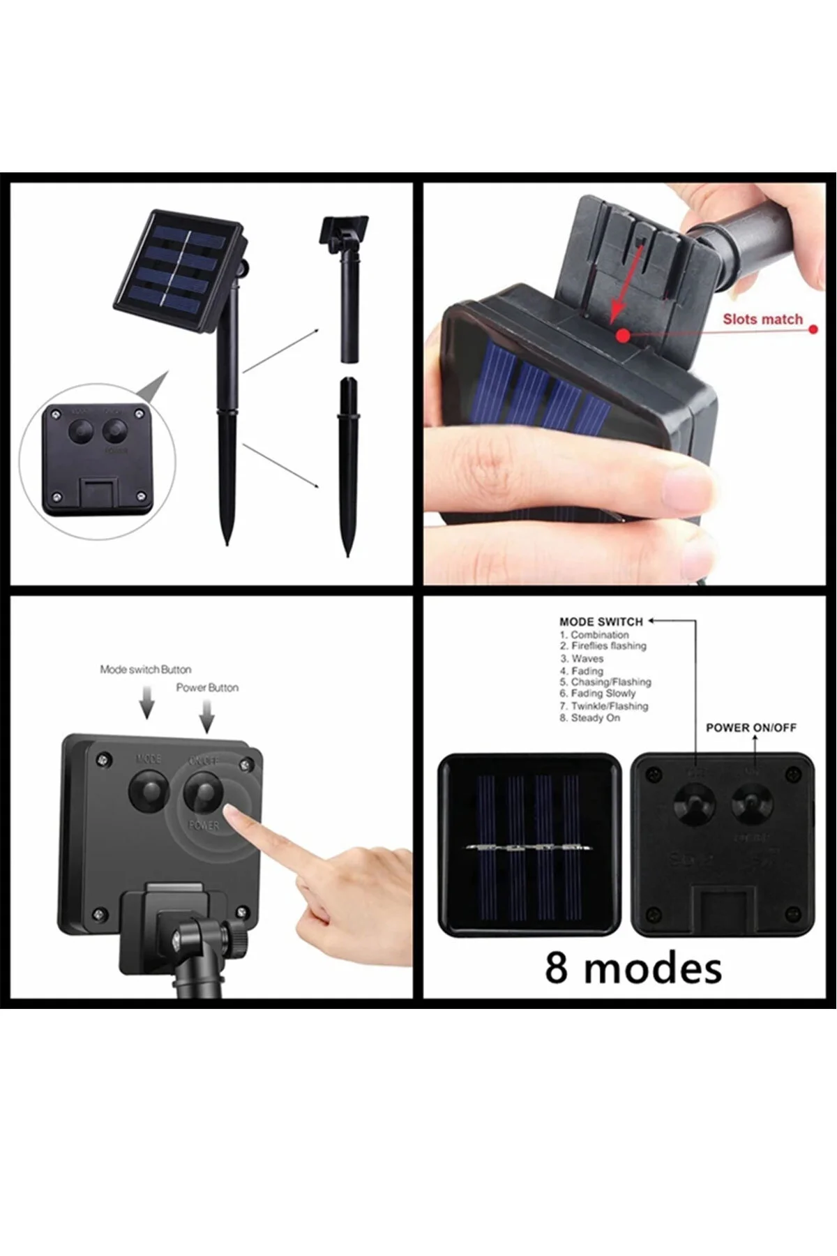 Güneş Enerjili 8 Mod LED Bahçe Balkon Ağaç Solar Aydınlatma Arı Gün Işığı 20 LED 4 Mt - pazariz Görsel 6