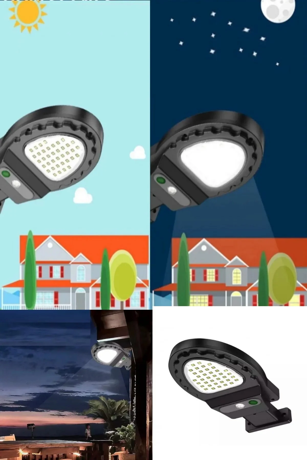 38 Led'li Sensörlü Gece Otomatik Yanan Güneş Enerjili 38 Led Sokak Lambası Solar Aydınlatma - pazariz Görsel 4