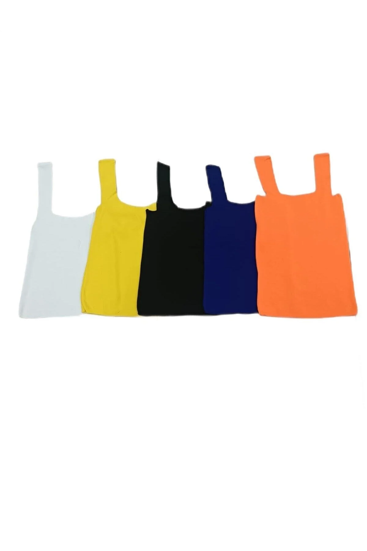 Turuncu Kare Yaka Atlet Triko Bluz Crop S / M / L Beden Uyumlu - PEMBECİN Görsel 4