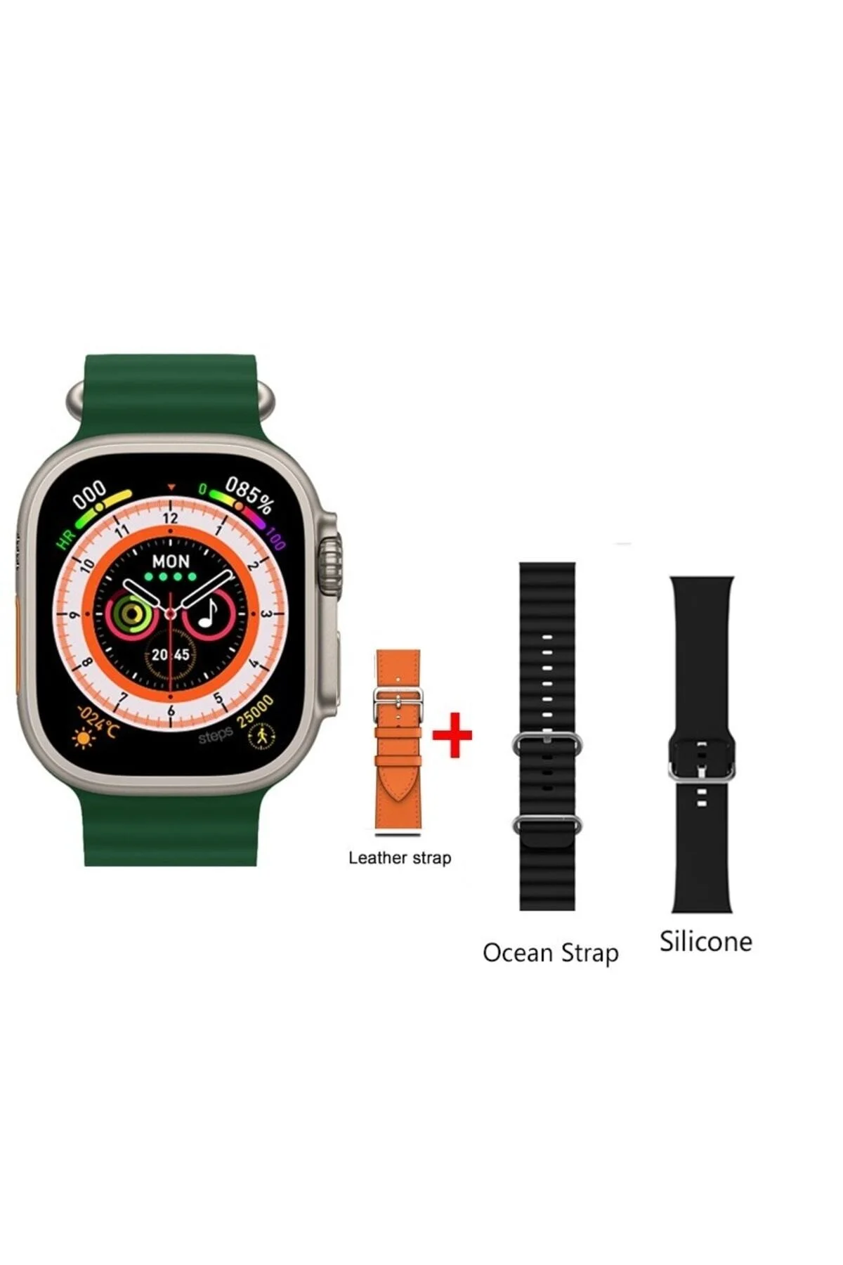 Watch 8 Ultra 49mm Amax Ultra Akıllı NFC - GPS - Kablosuz Şarj YEŞİL Kordonunu Seç