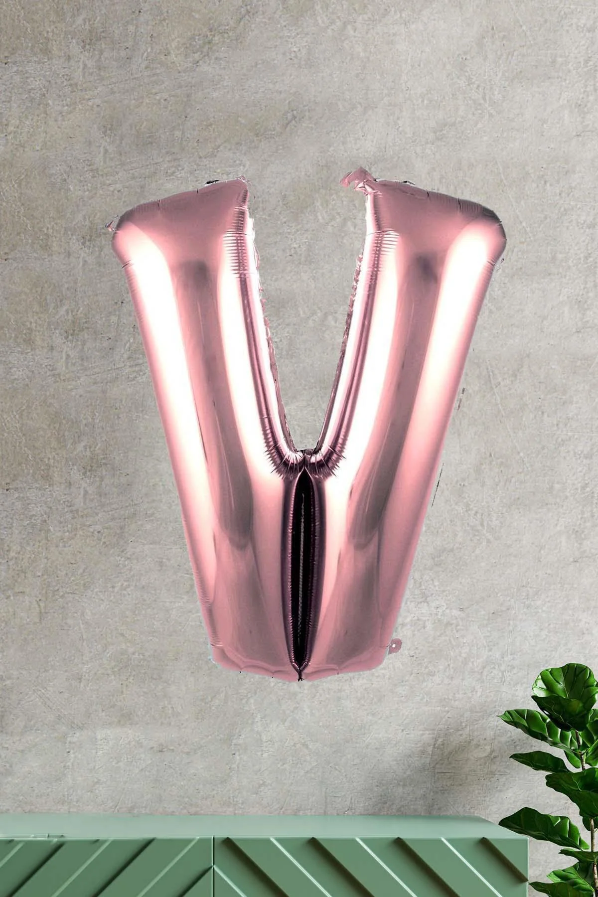 V Harfi Rose Gold Folyo Balon 100 Cm 40 Inç 1 Metre Baş Harf Balon