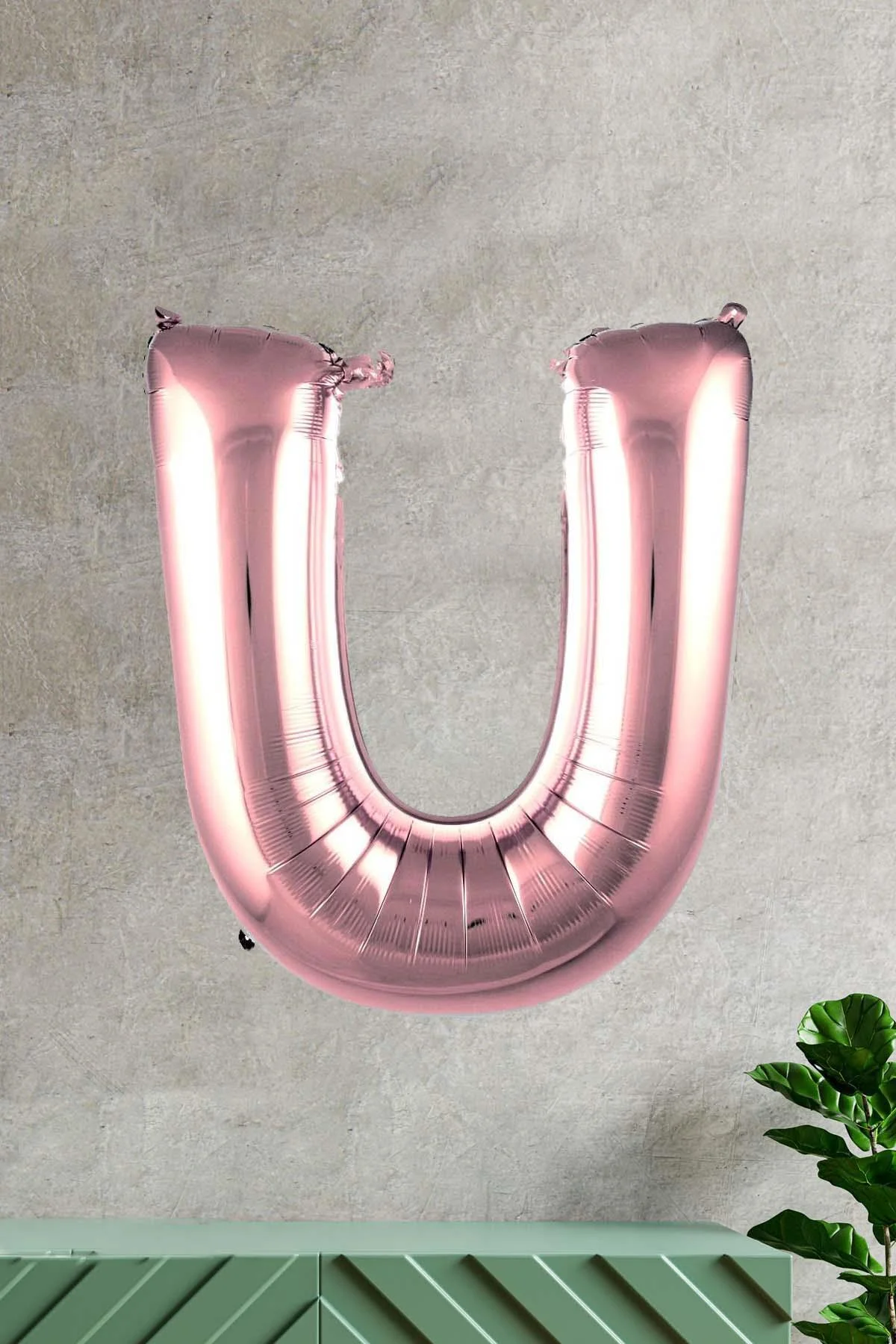 U Harfi Rose Gold Folyo Balon 100 Cm 40 Inç 1 Metre Baş Harf Balon