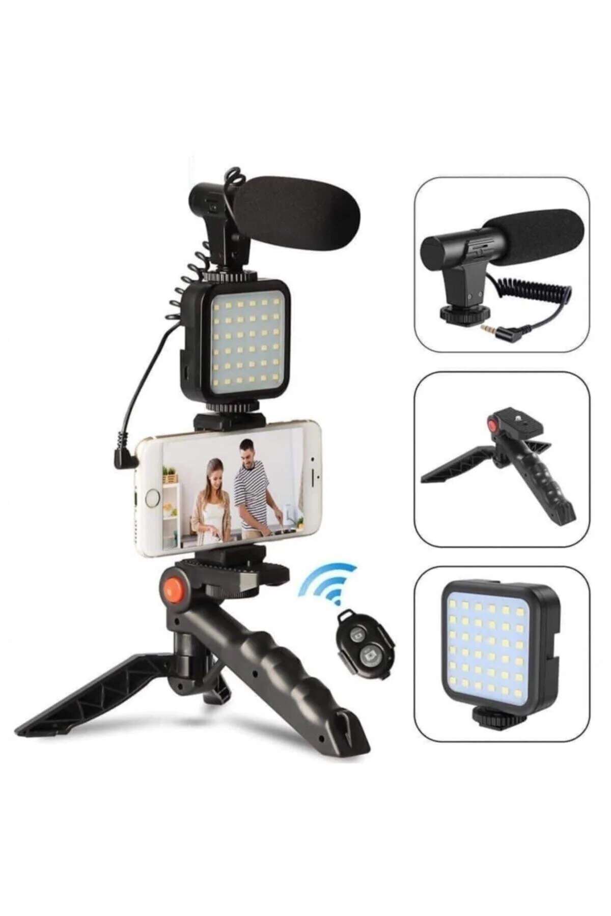 Profesyonel Selfie Mikrofon Tripod Ile Led Işık Stüdyo Mikrofon Kayıt Mikrofon Vlog Için - pazariz Görsel 2
