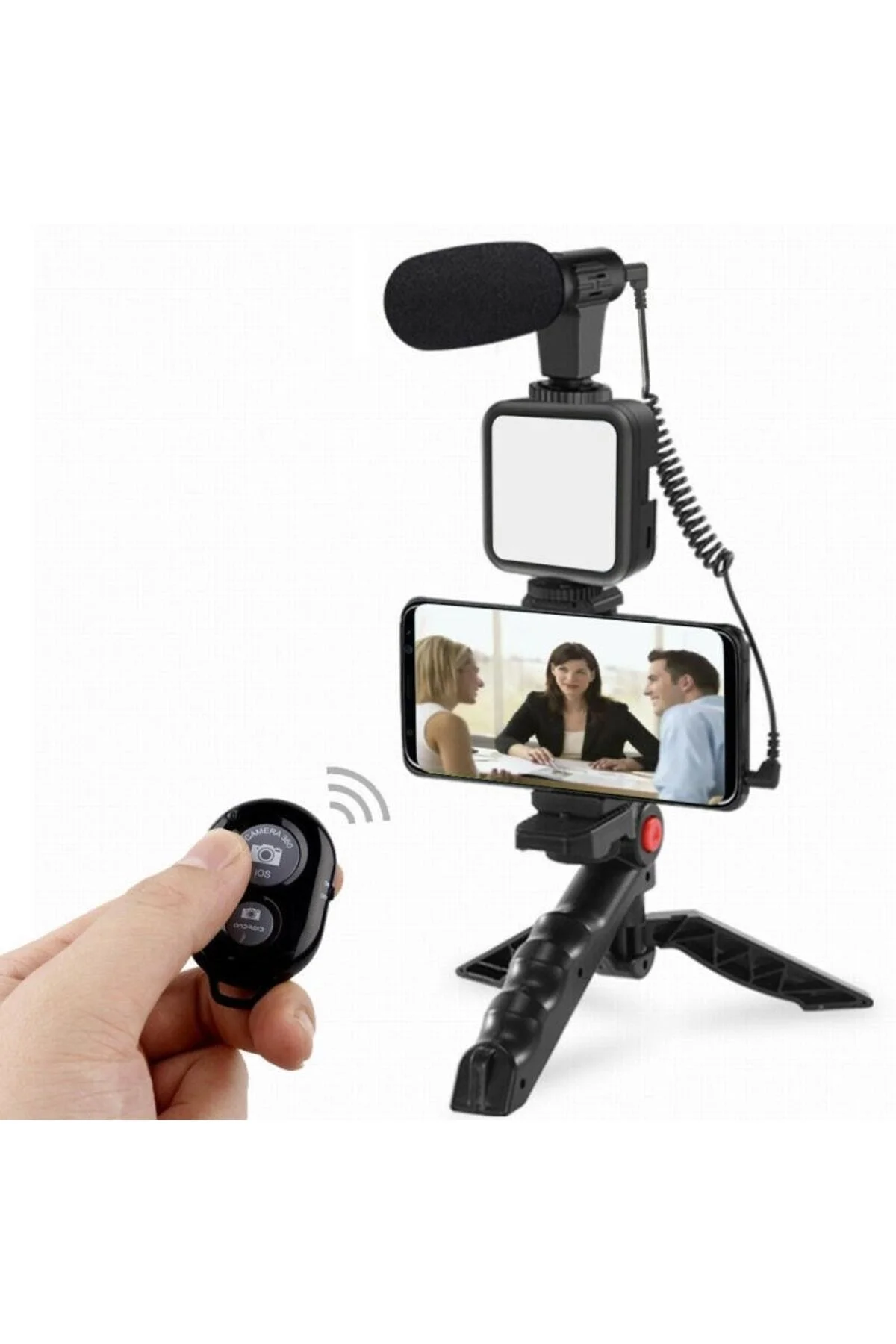 Profesyonel Selfie Mikrofon Tripod Ile Led Işık Stüdyo Mikrofon Kayıt Mikrofon Vlog Için - pazariz Görsel 3