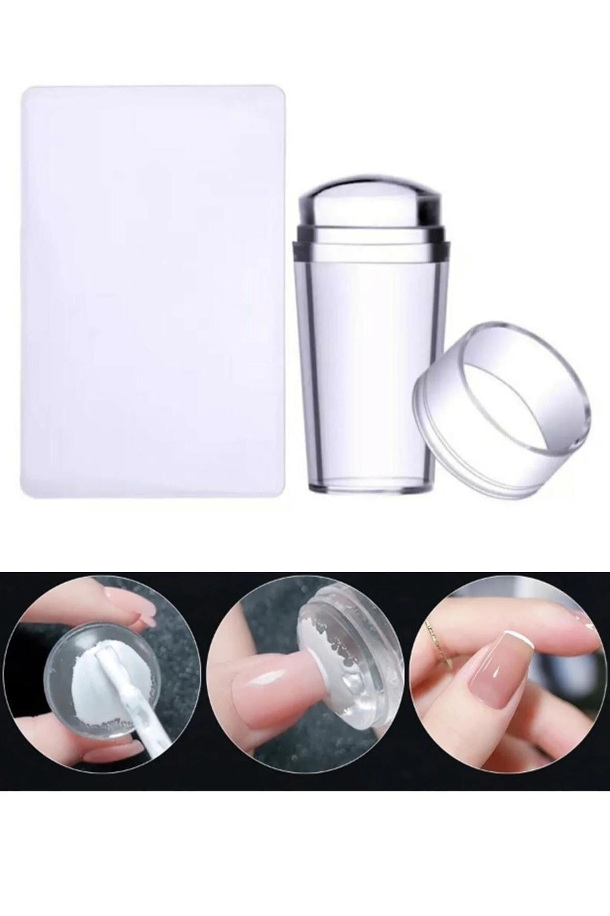 Stamper Baskı Transfer Aparat Seti Silikon Oje Dizayn Baskı Seti Nail Art Tırnak Damgalama