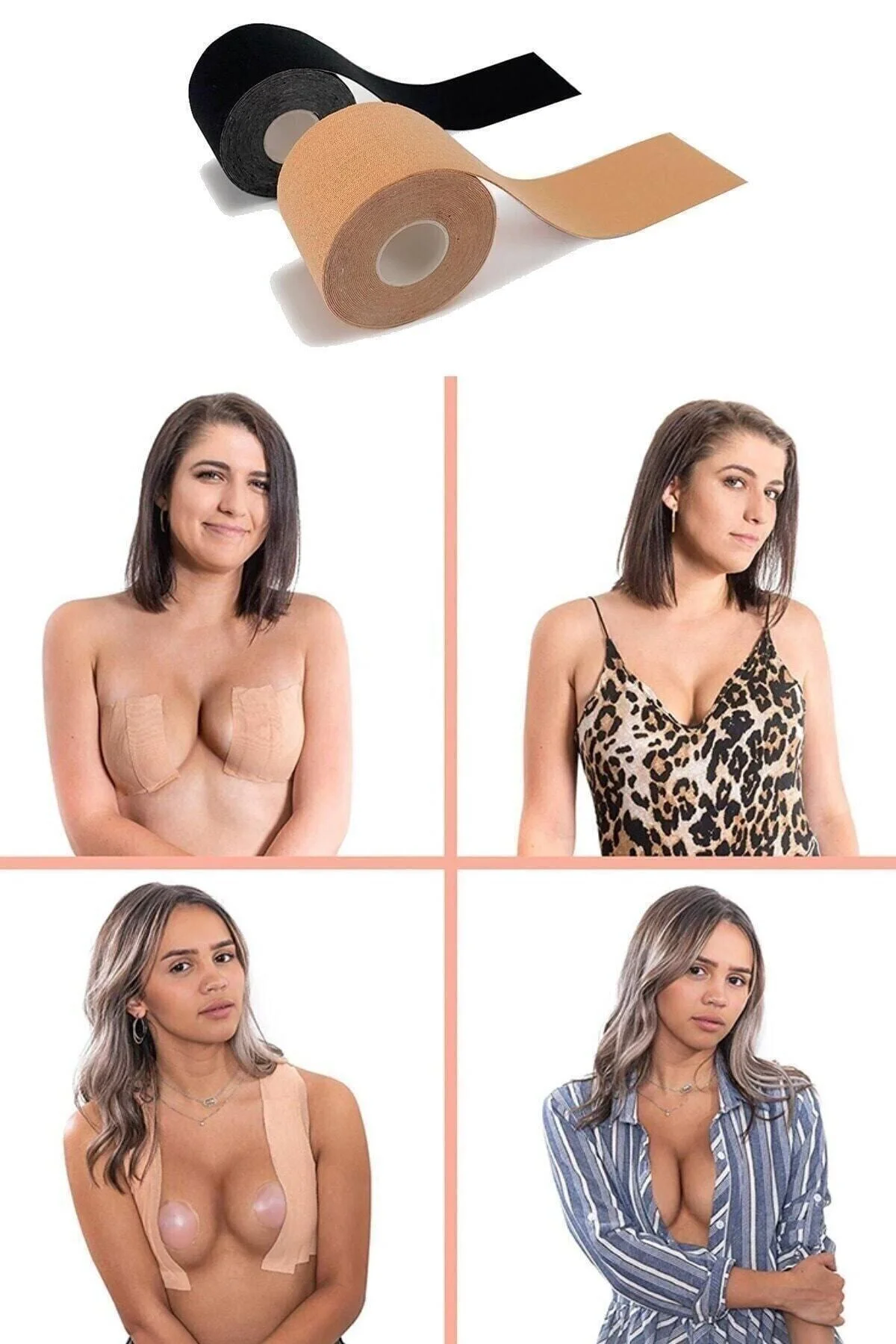 Göğüs Dikleştirici Ve Şekillendirici Yapışkan Destek Bant Göğüs Sarkma Düzenleyici Ten Renk - pazariz Görsel 2