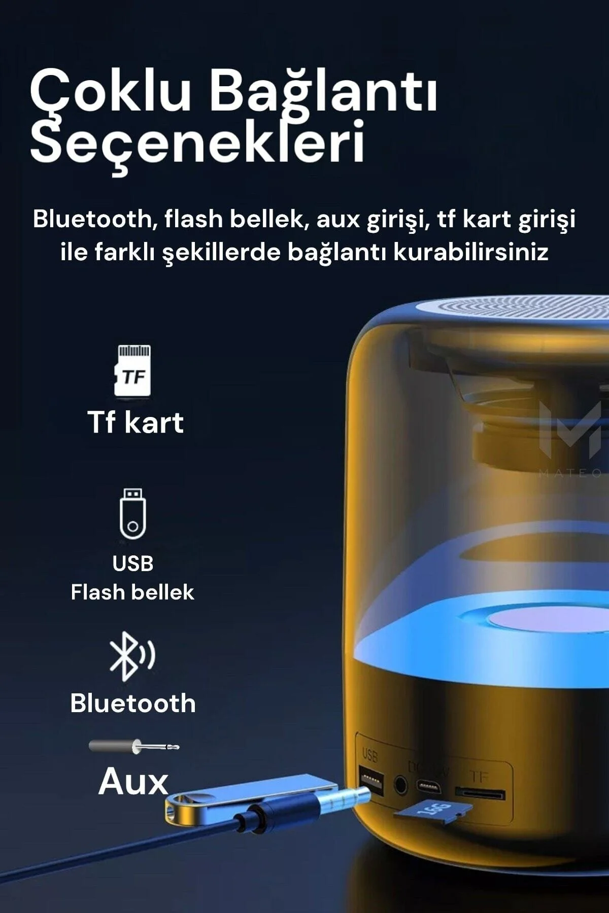 Işıklı Bluetooth Hoparlör Ses Bombası Yüksek Ses Yeni Nesil 2023 Version Gri - pazariz Görsel 6