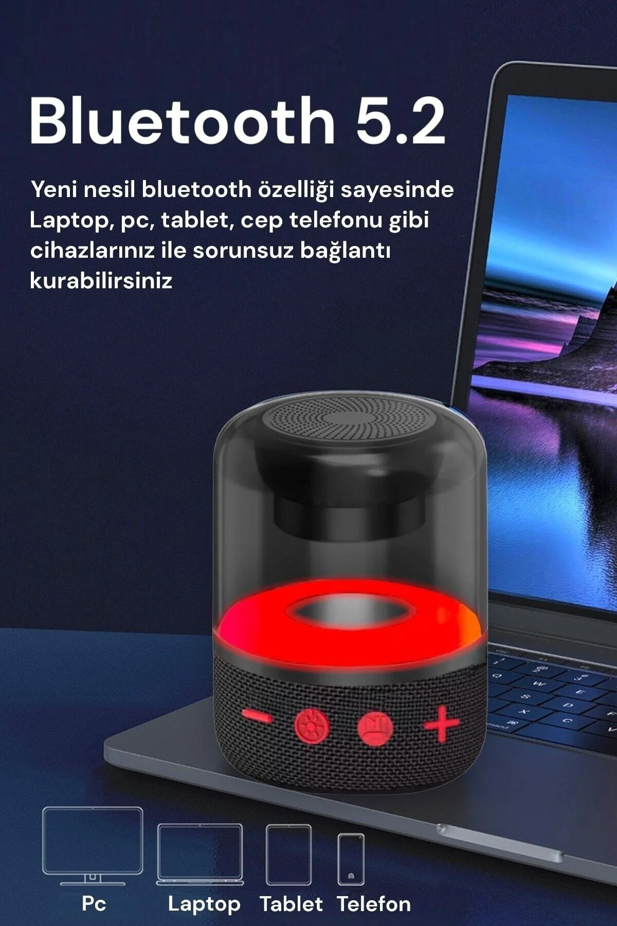 Işıklı Bluetooth Hoparlör Ses Bombası Yüksek Ses Yeni Nesil 2023 Version Gri - pazariz Görsel 4