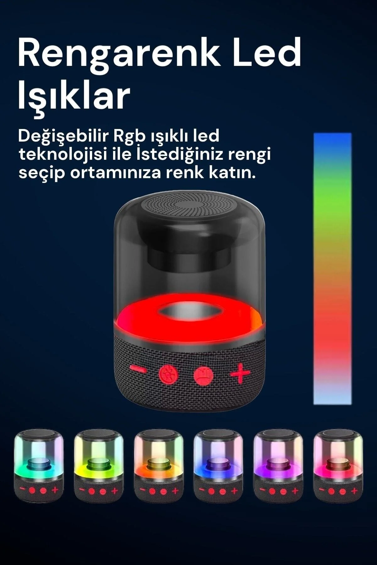 Işıklı Bluetooth Hoparlör Ses Bombası Yüksek Ses Yeni Nesil 2023 Version Mavi - pazariz Görsel 5